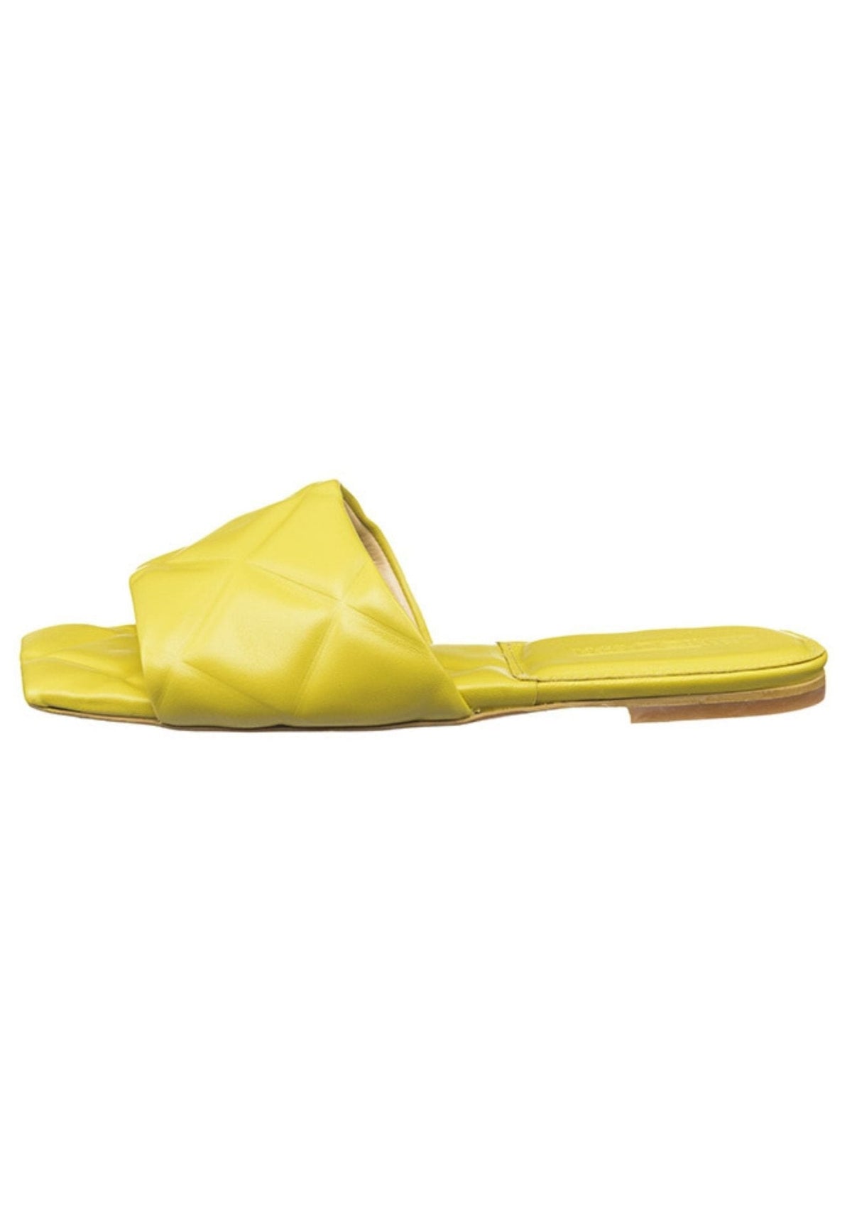 Leather Slip On Sandals - Yellow