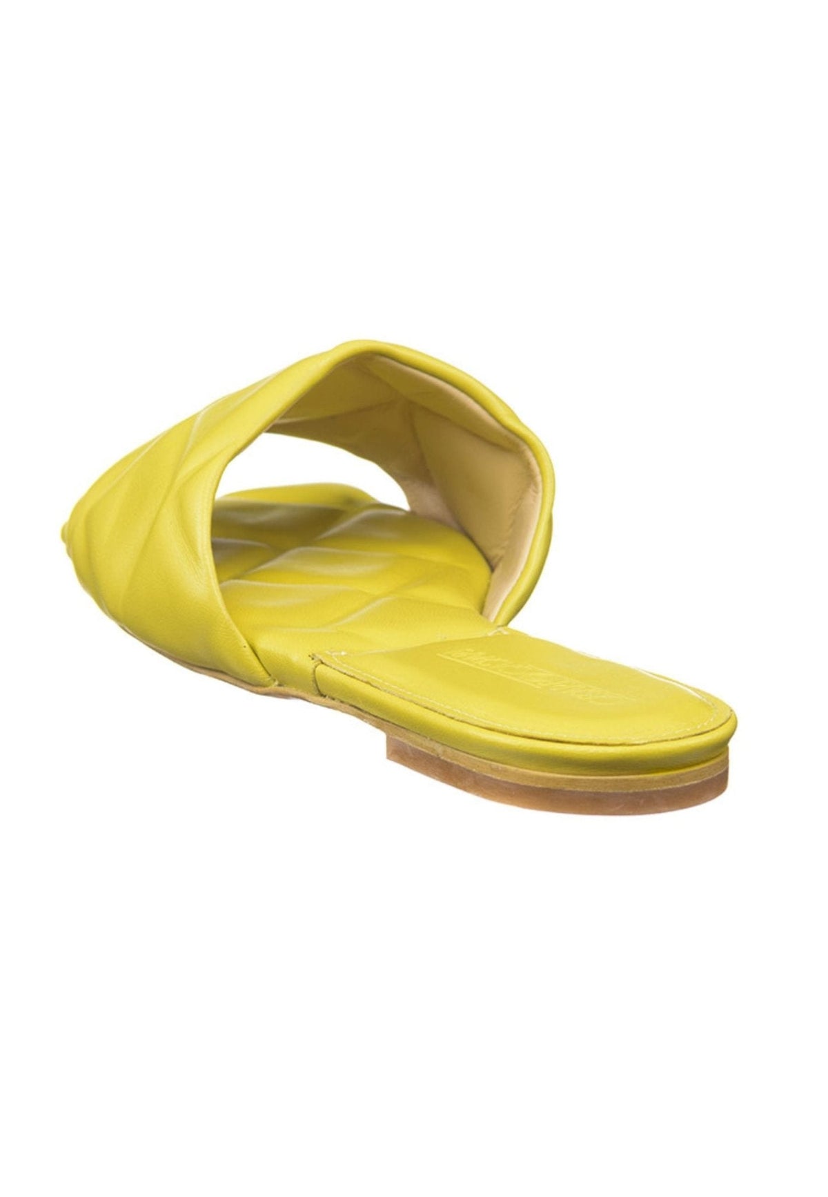 Leather Slip On Sandals - Yellow