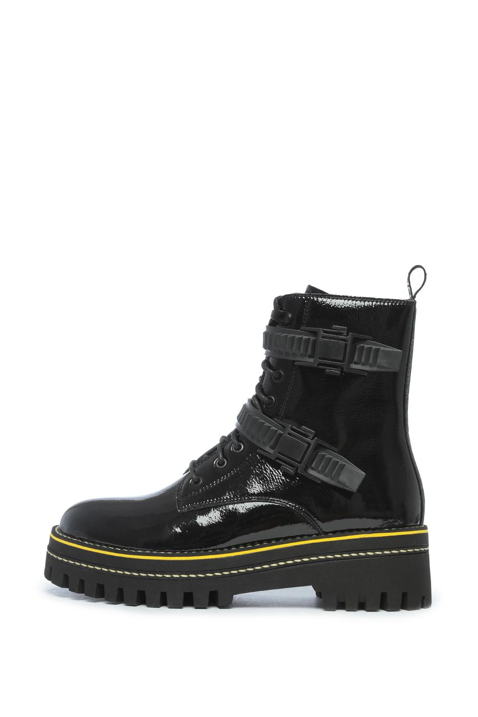 Glossy Platform Combat Boots