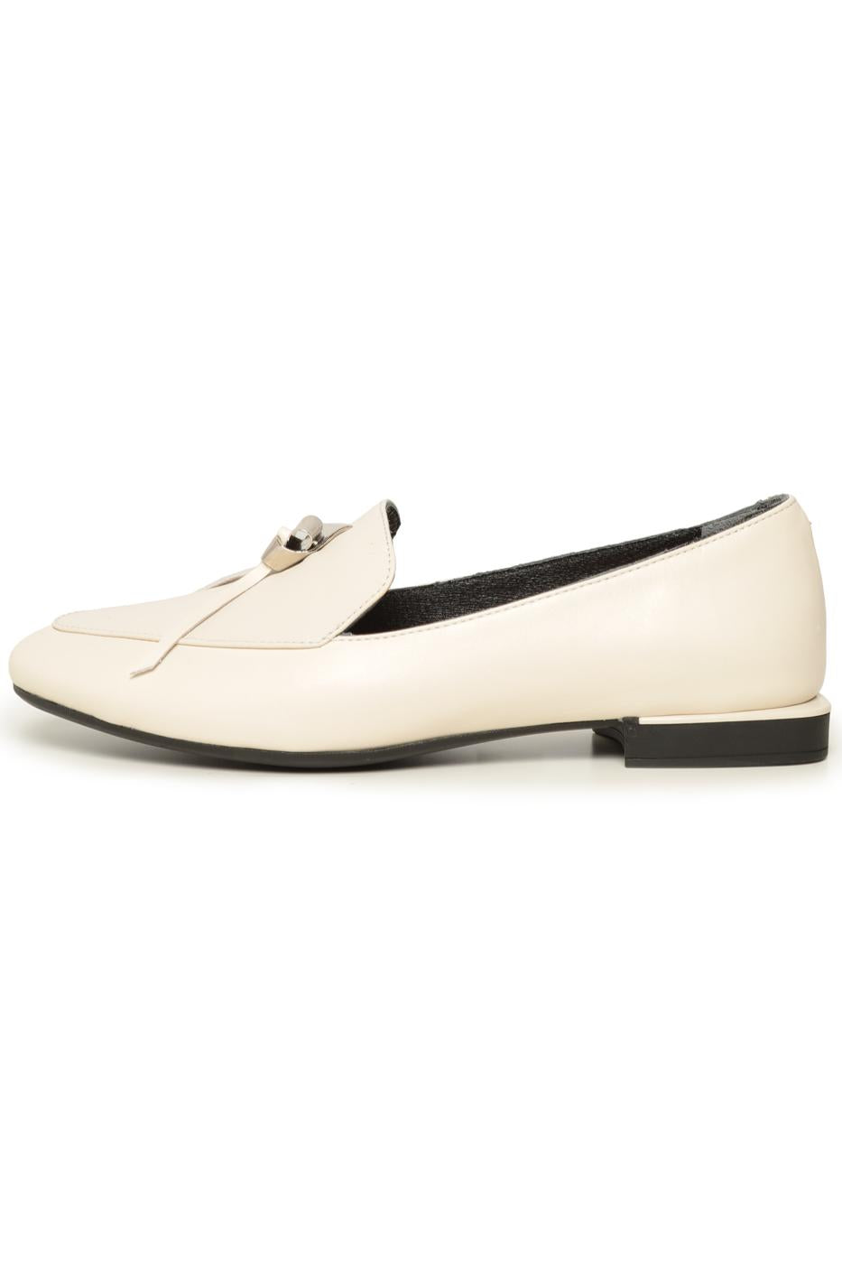 Metal Accent Loafers - White