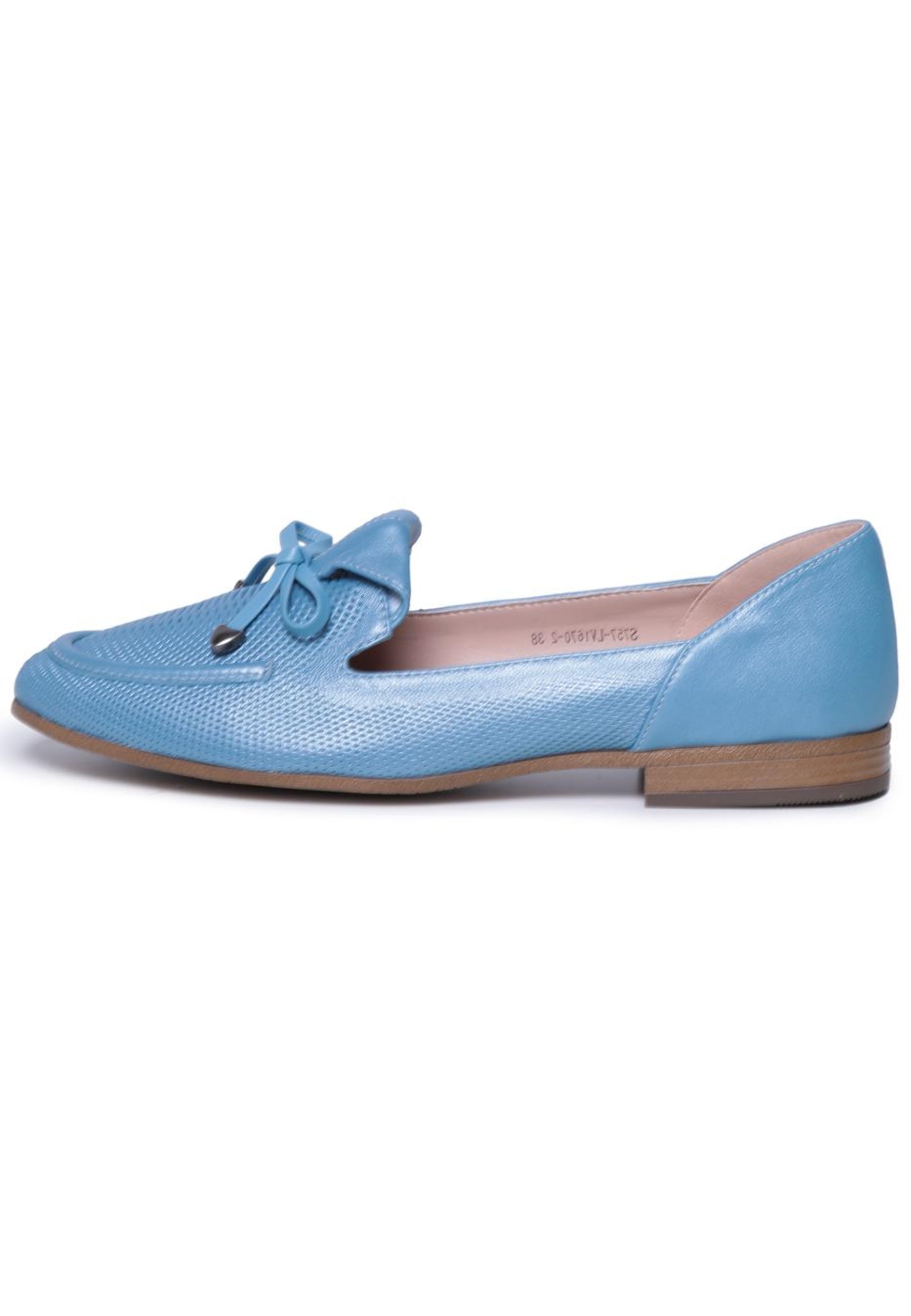 Perforated Bow-Tie Loafers - Blue