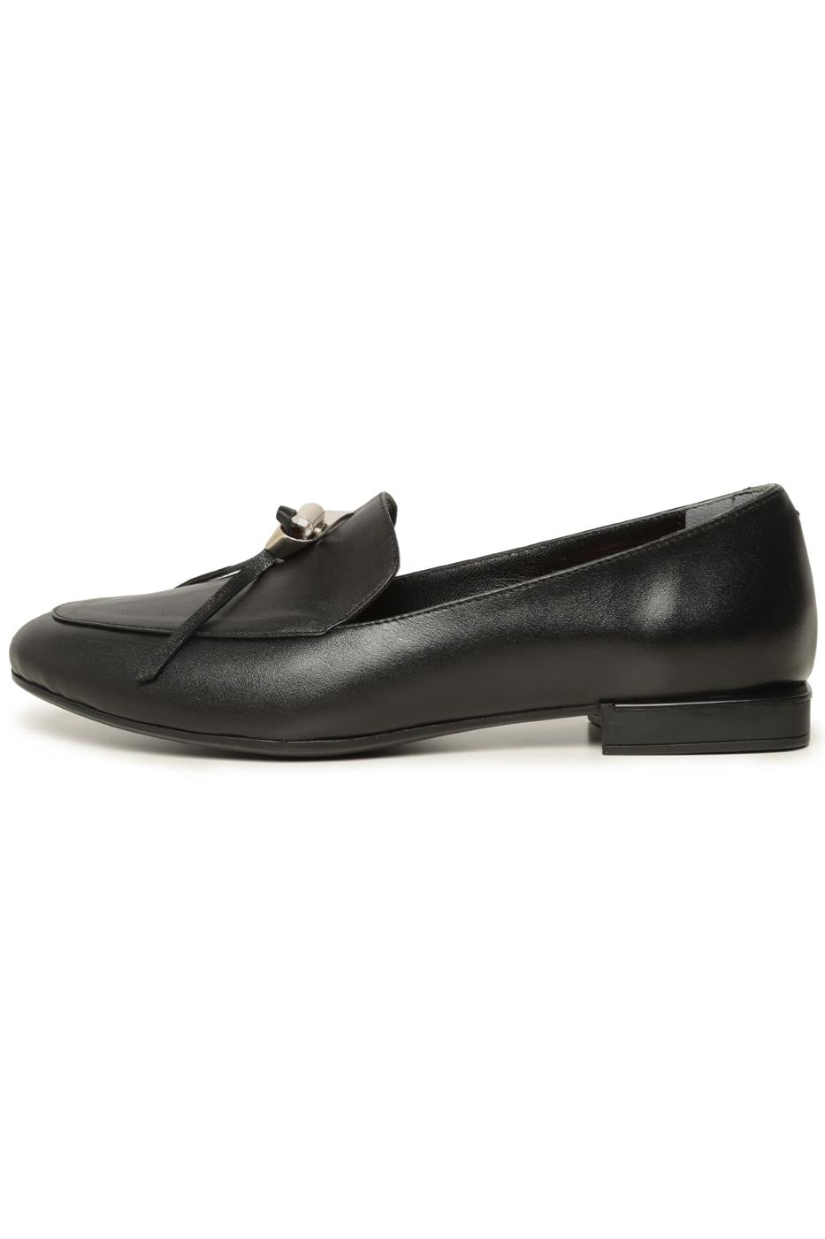 Metal Accent Loafers - Black