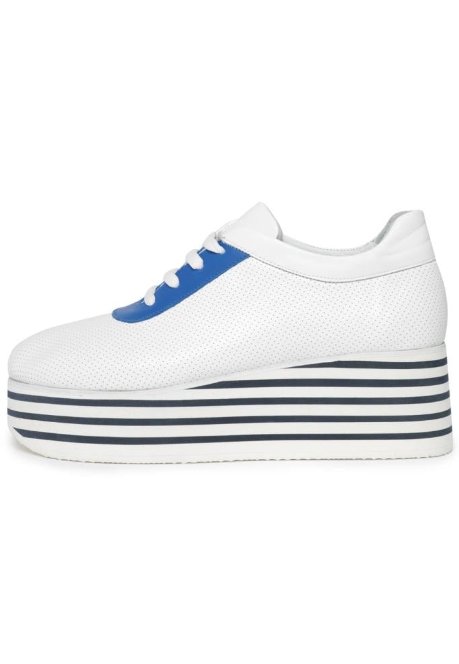 Striped High Platform Sneakers - Blue