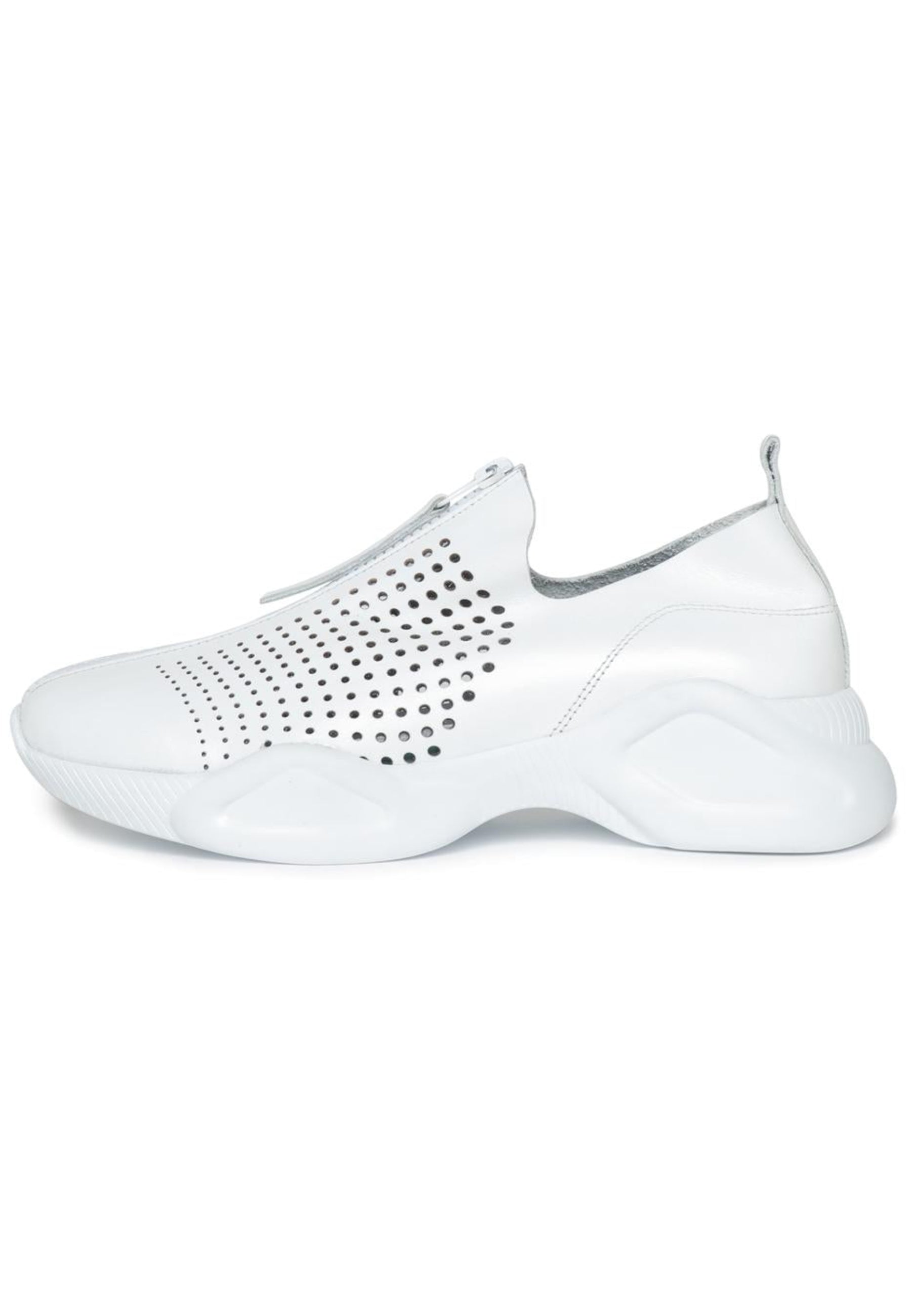 Perforated ZIp Sneakers - White