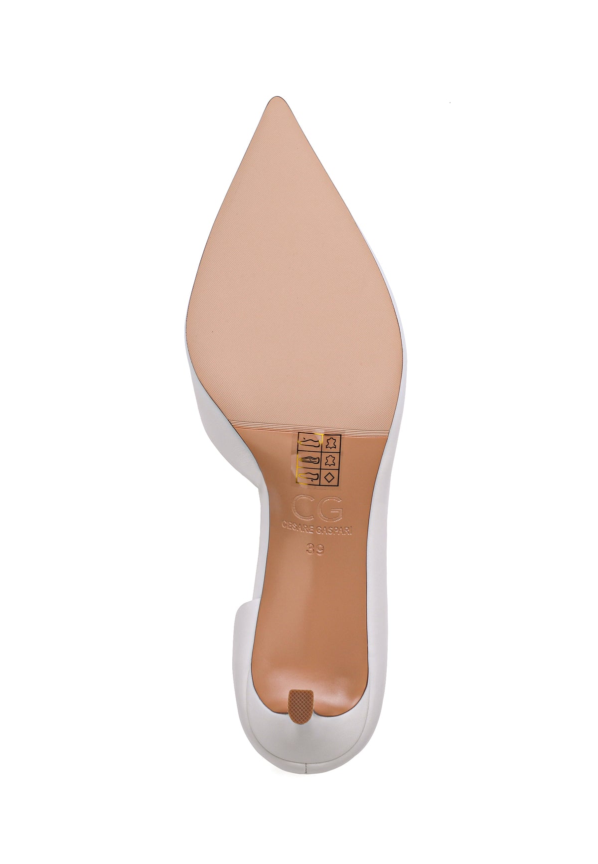Pumps aus Leder mit spitzer Kappe – Weiß