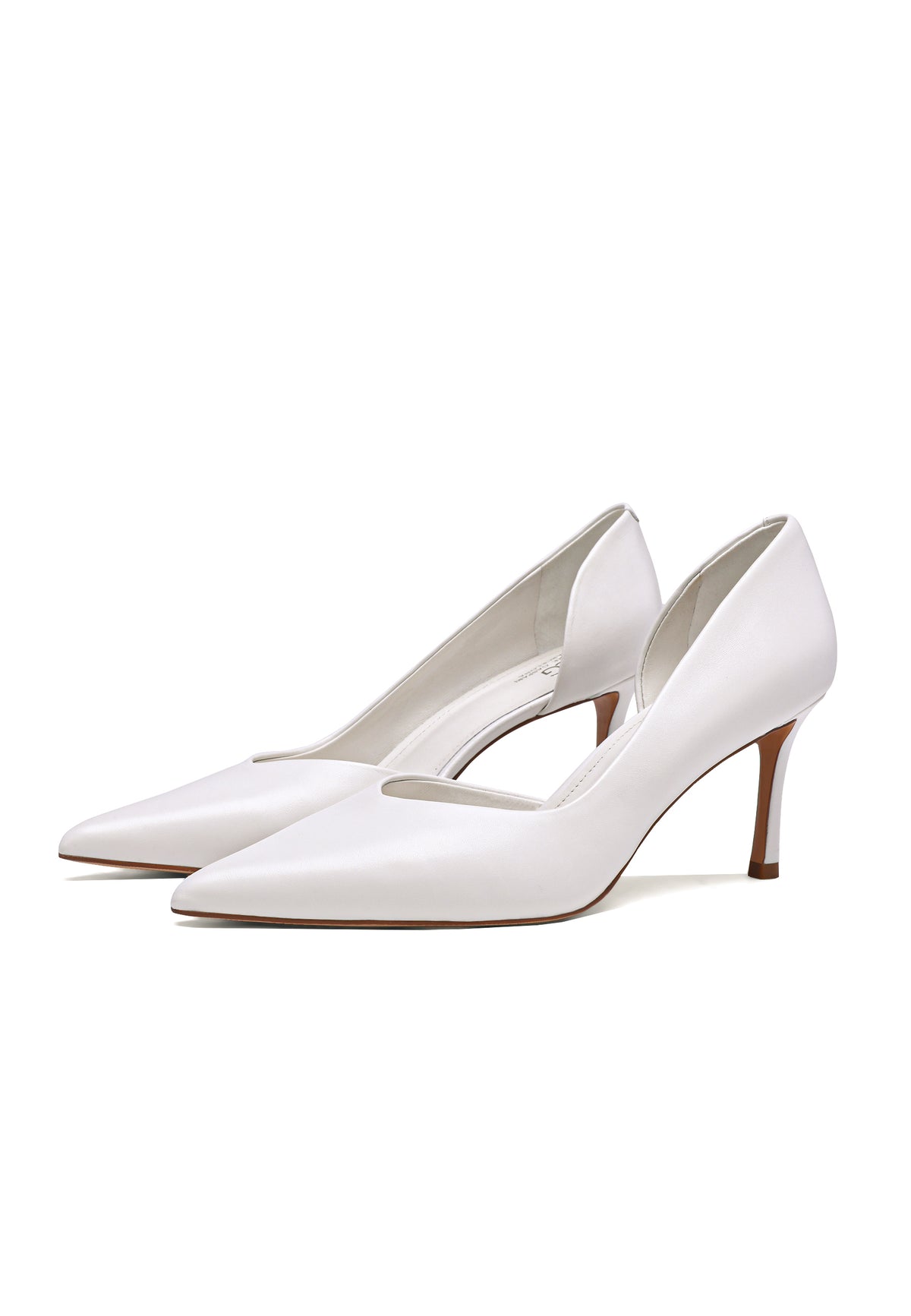 Pumps aus Leder mit spitzer Kappe – Weiß