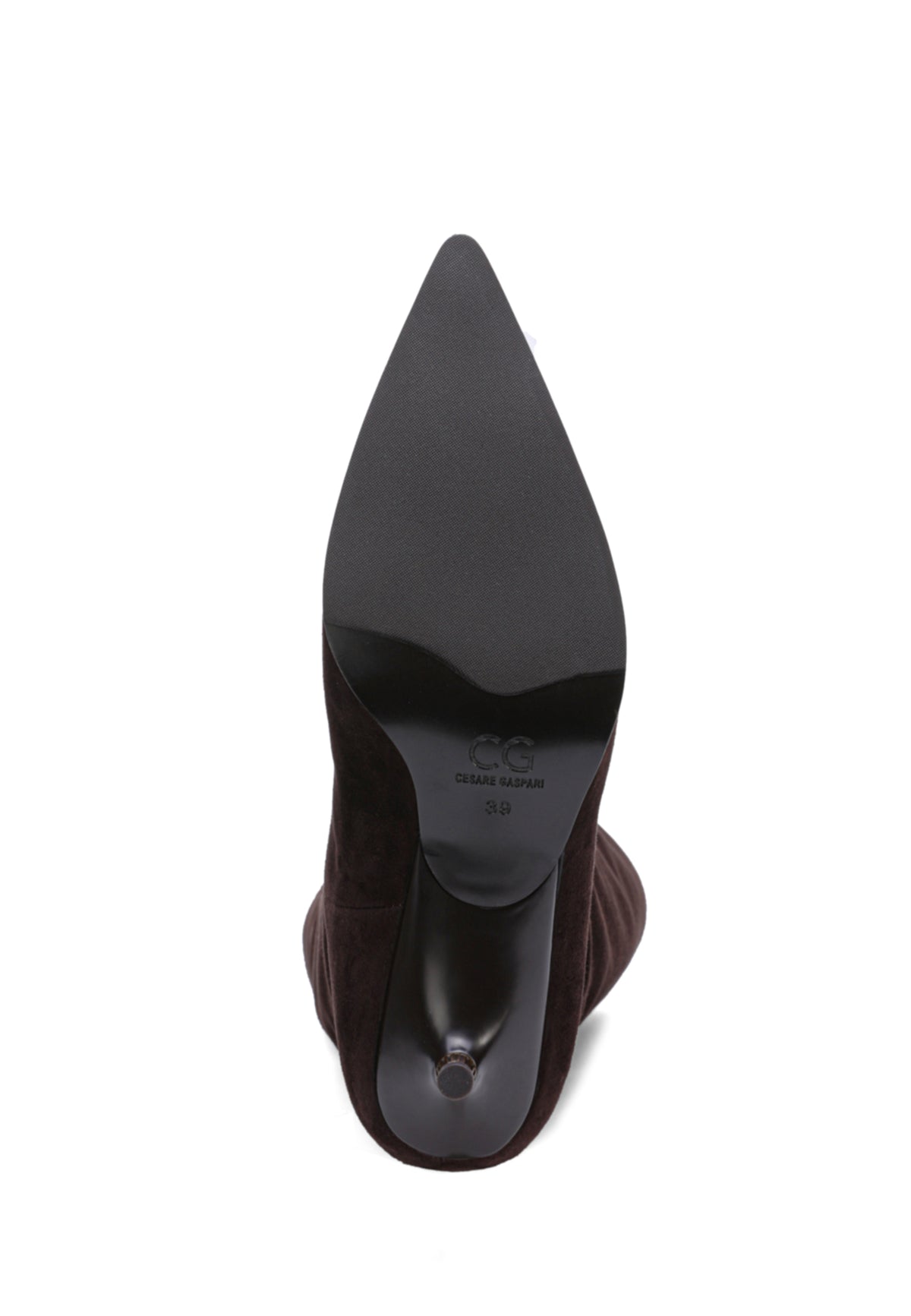 Bottes hautes à bout pointu en daim – Marron foncé