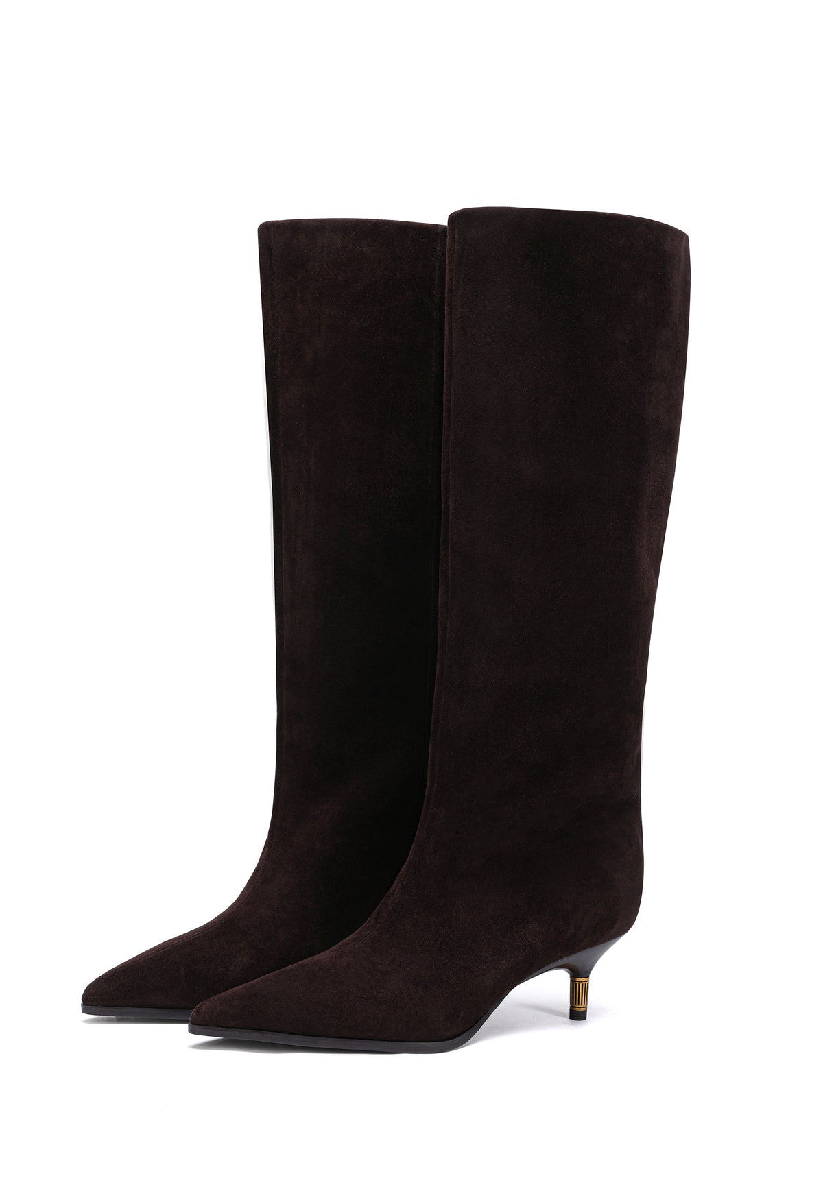 Bottes hautes à bout pointu en daim – Marron foncé