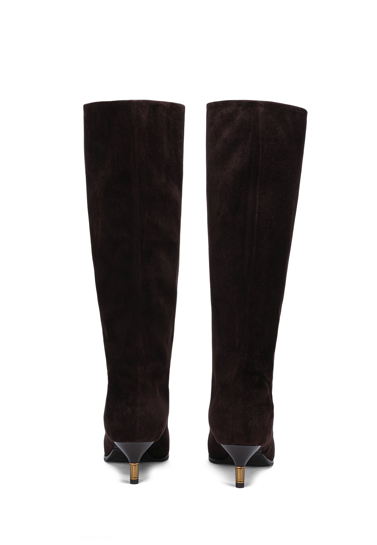 Bottes hautes à bout pointu en daim – Marron foncé