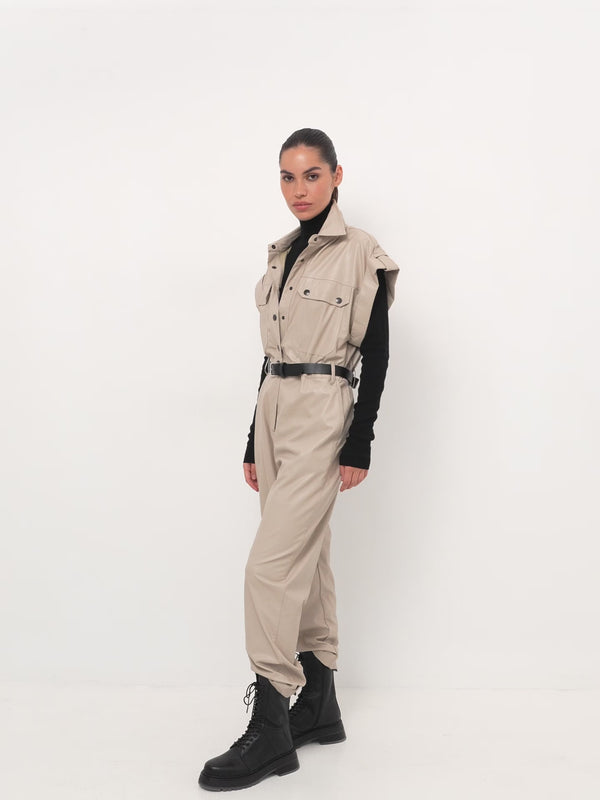 Ankelstøvler med snøre i læder - Sort