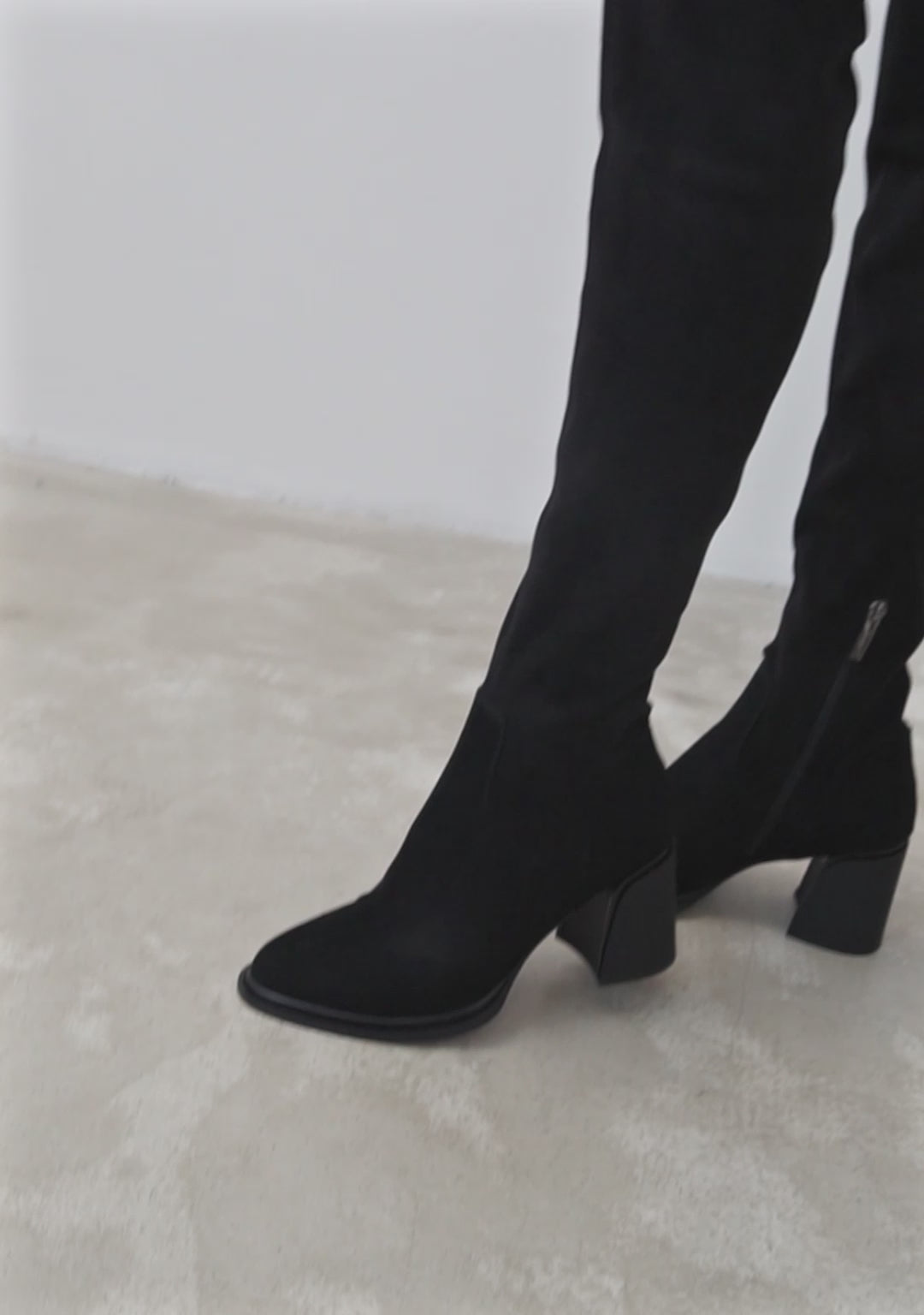 Block Heel Suede Over the Knee Boots - Cesare Gaspari - Boots