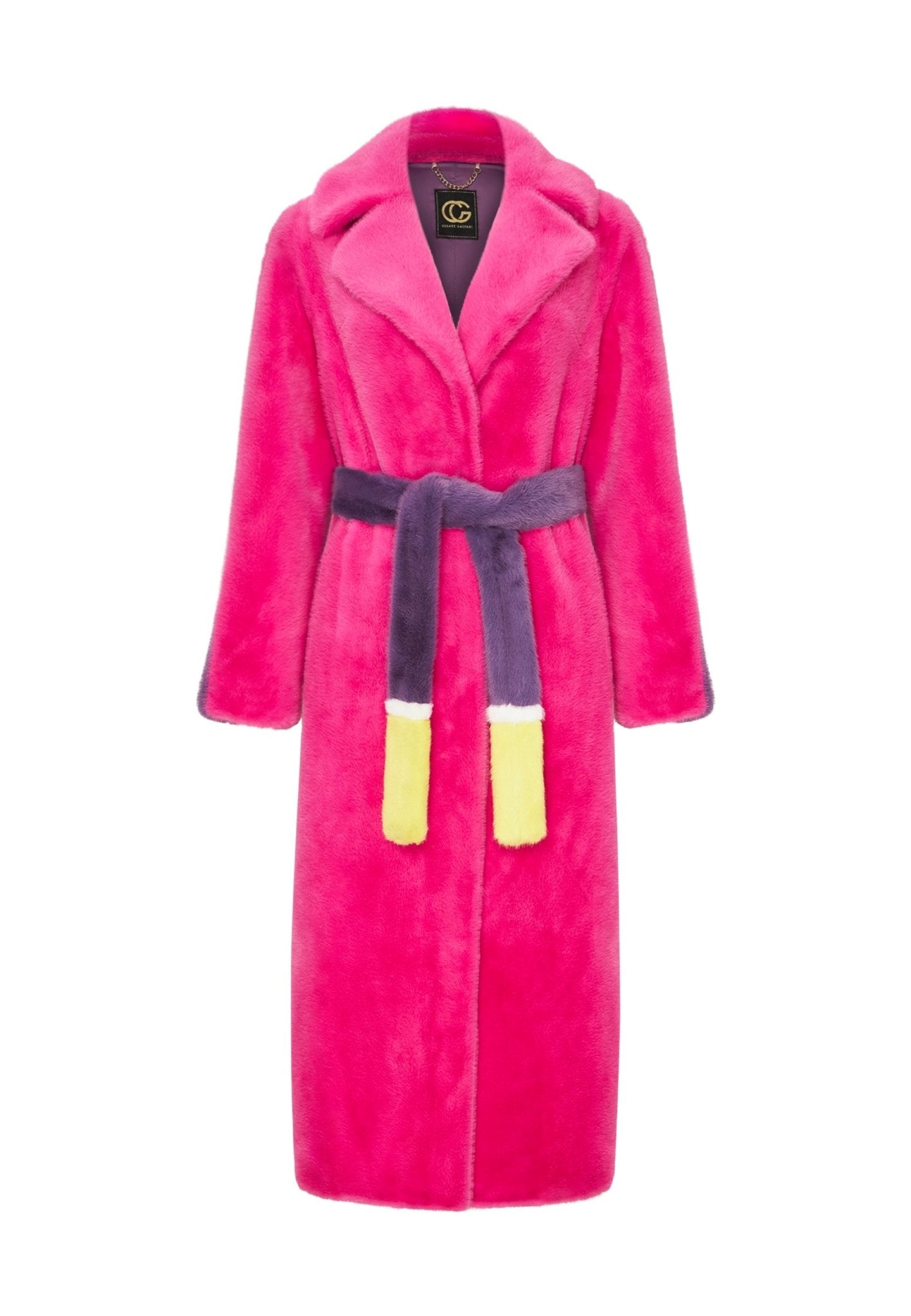 Two tone Faux Fur long winter coat - Cesare Gaspari - Clothes