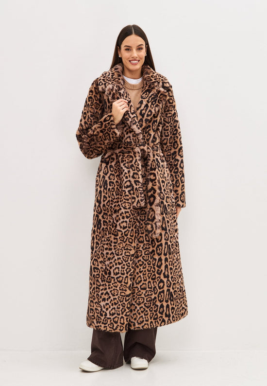 Manteau long d'hiver à imprimé animalier