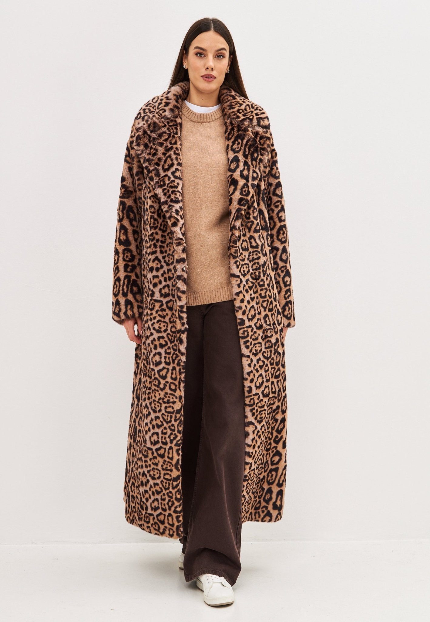 Animal print Long Winter Coat - Cesare Gaspari - Clothes