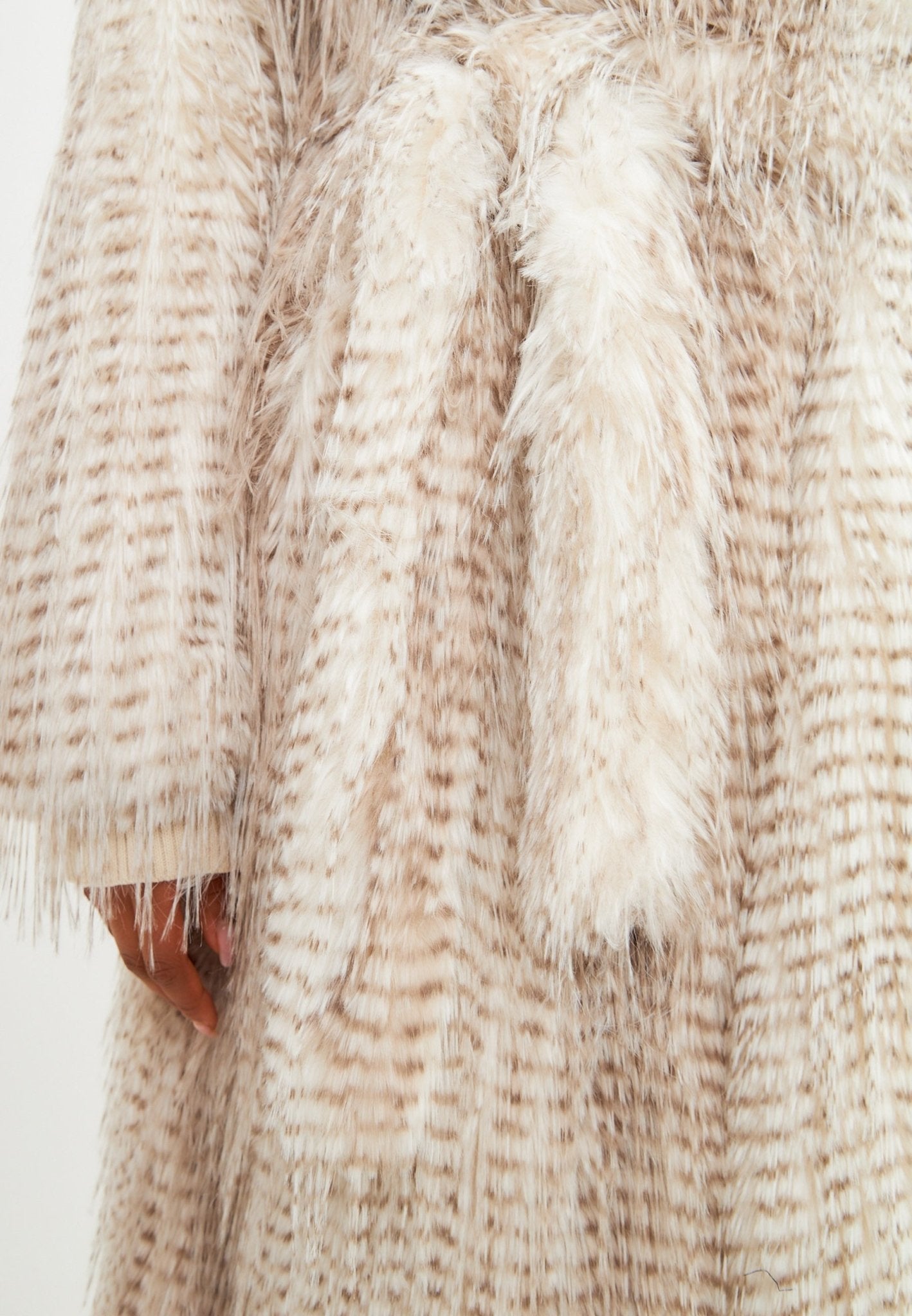 Warehouse faux fur outlet detail belted coat