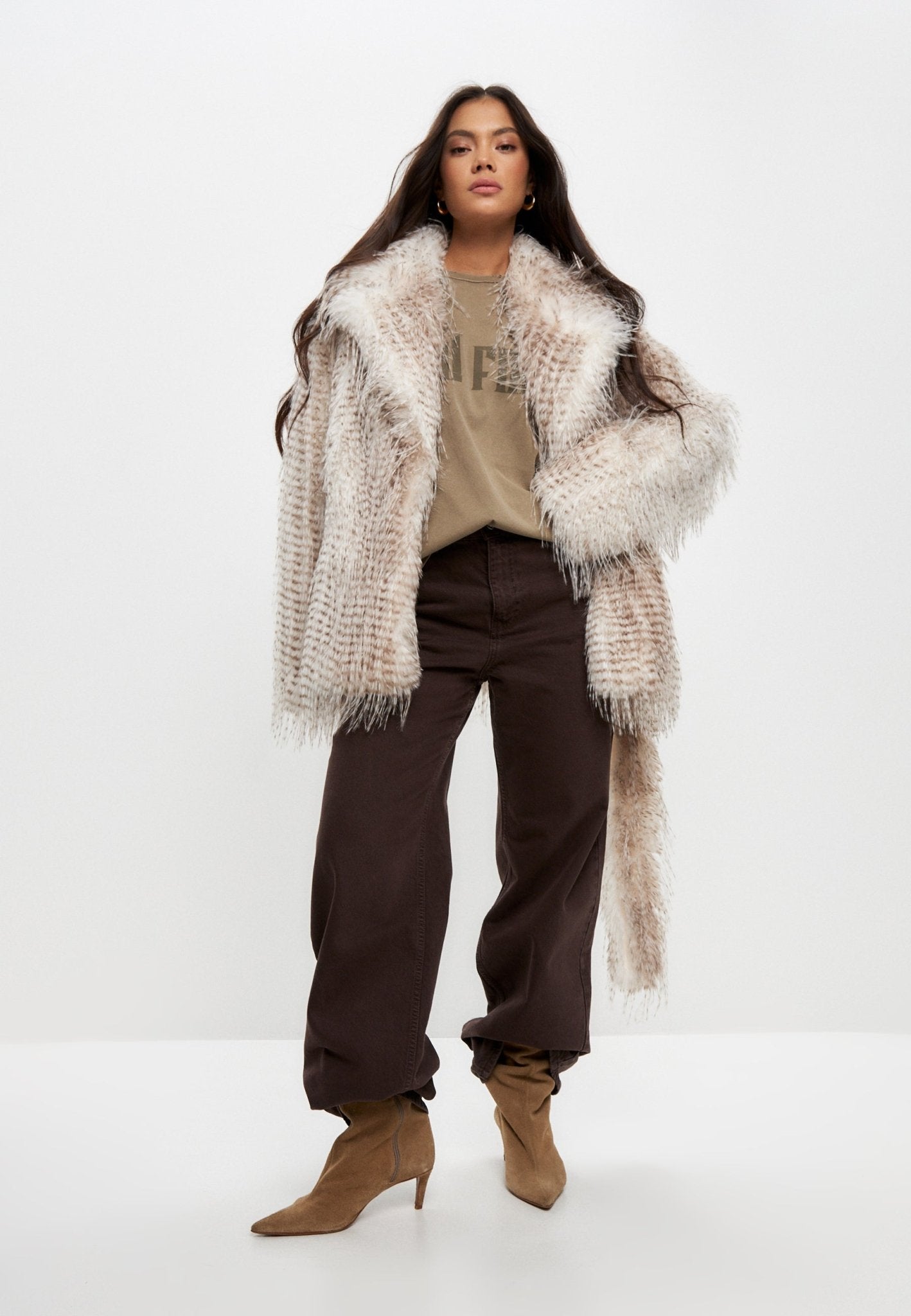 Belted Short Faux Fur Coat - Cesare Gaspari - Clothes