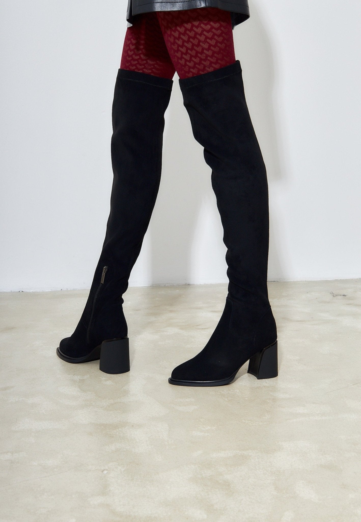 Block Heel Suede Over the Knee Boots - Cesare Gaspari - Boots