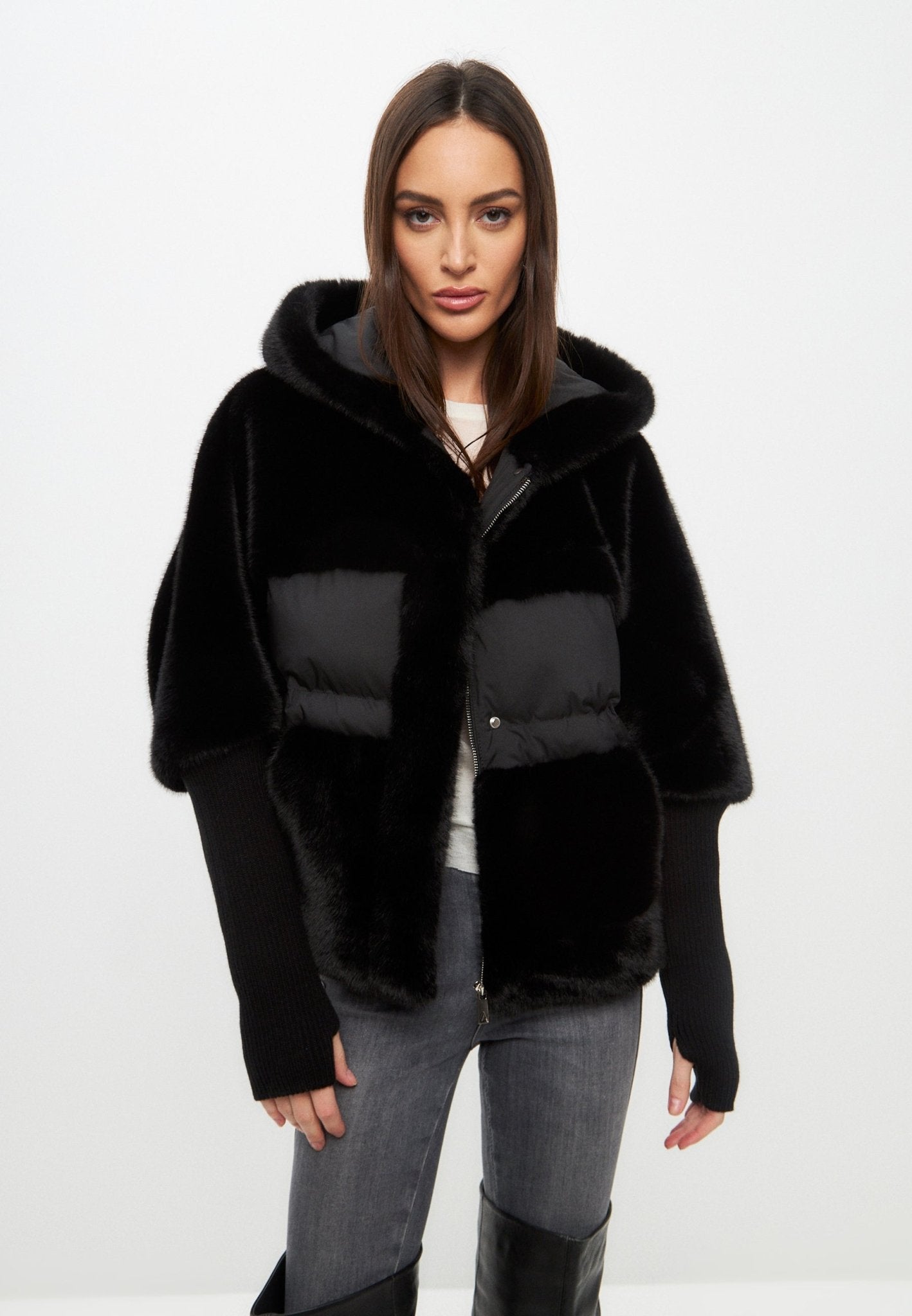 Faux Fur Jacket Black