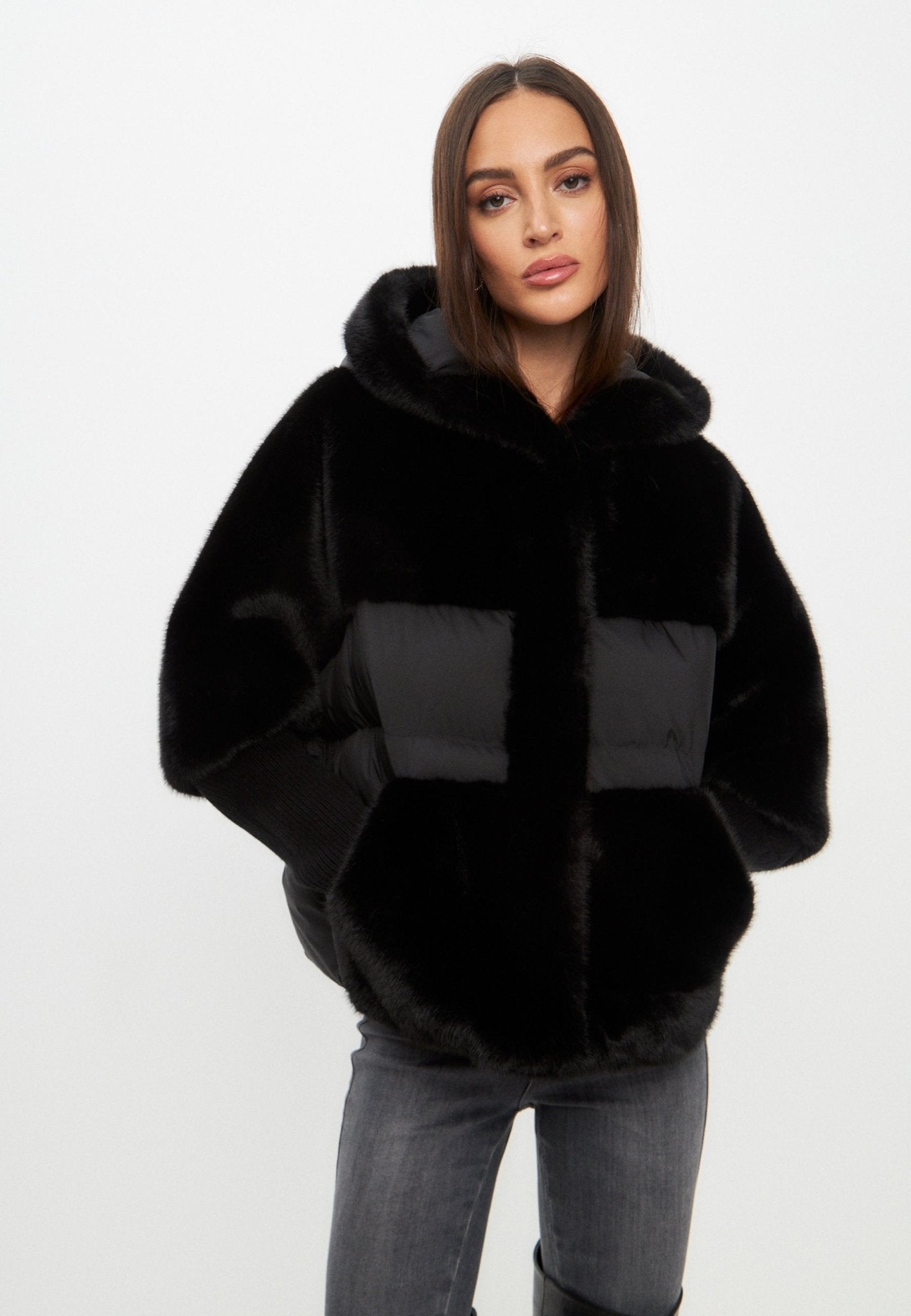 Faux Fur Jacket Black