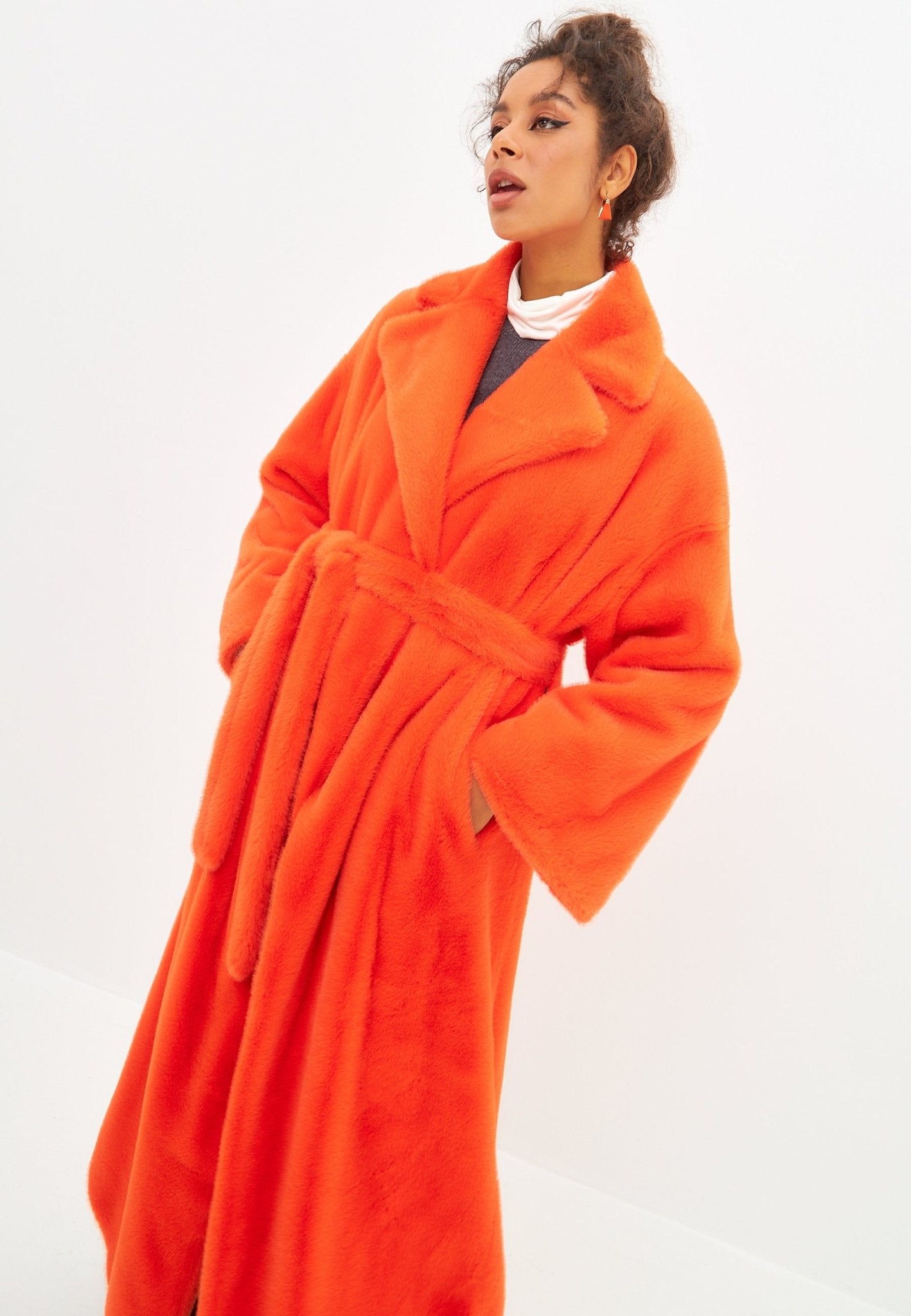 Faux Fur Long Winter Coat - Cesare Gaspari - Clothes