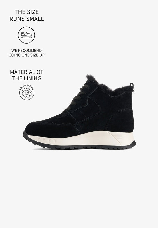 Winterstiefel mit flacher Sohle - Schwarz