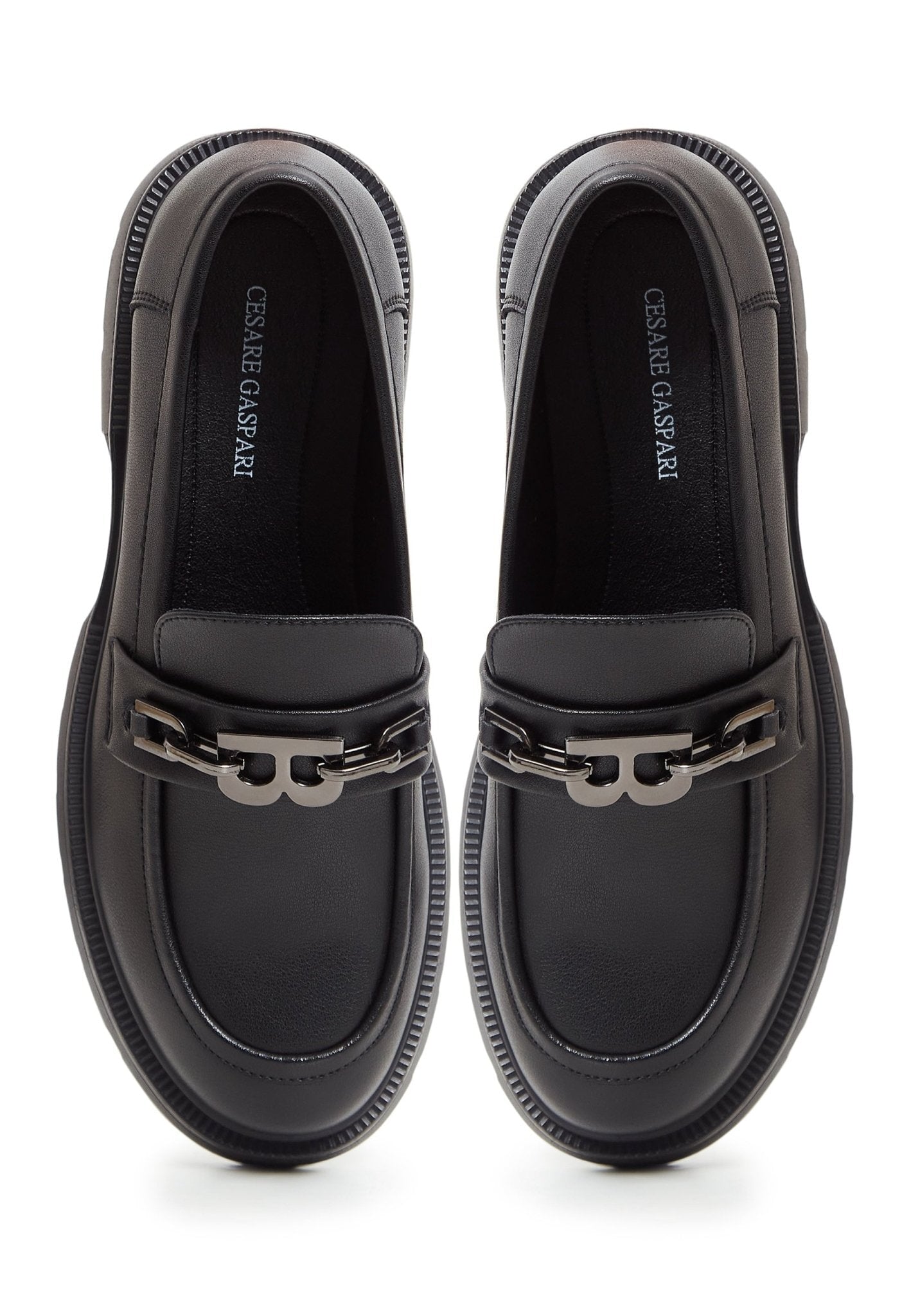 Leather Block Heel Loafers - Cesare Gaspari - Loafers