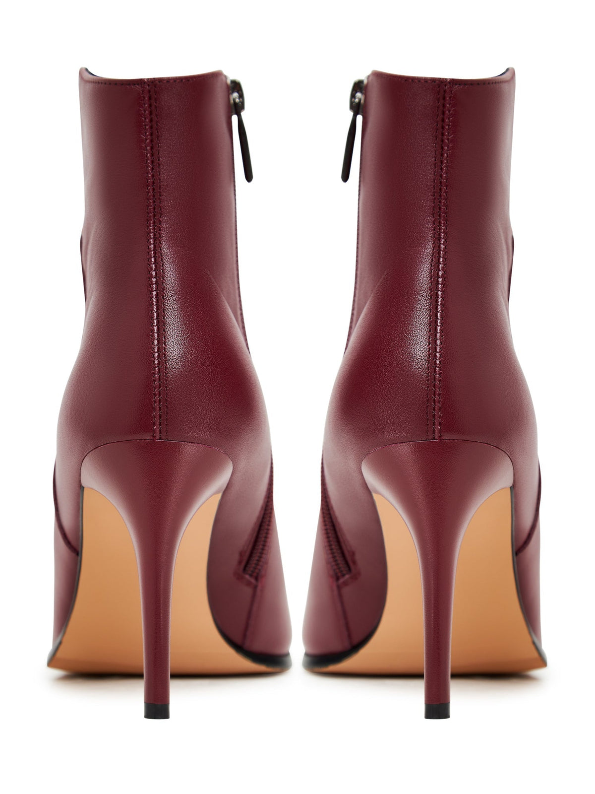 Elevated Leather Heeled Boots - Bordeaux