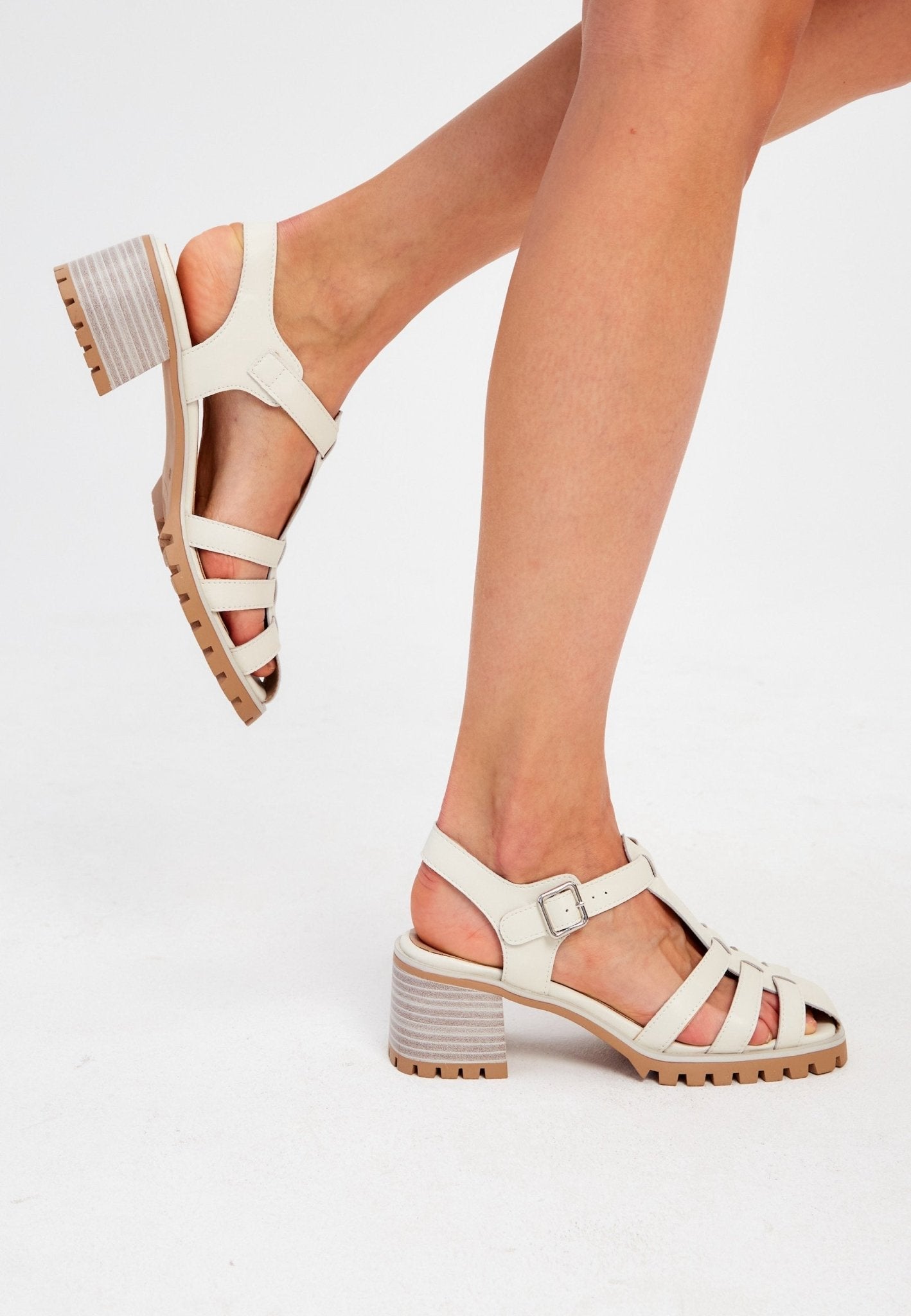 Lether Block Heels Sandals - Cesare Gaspari - Sandals