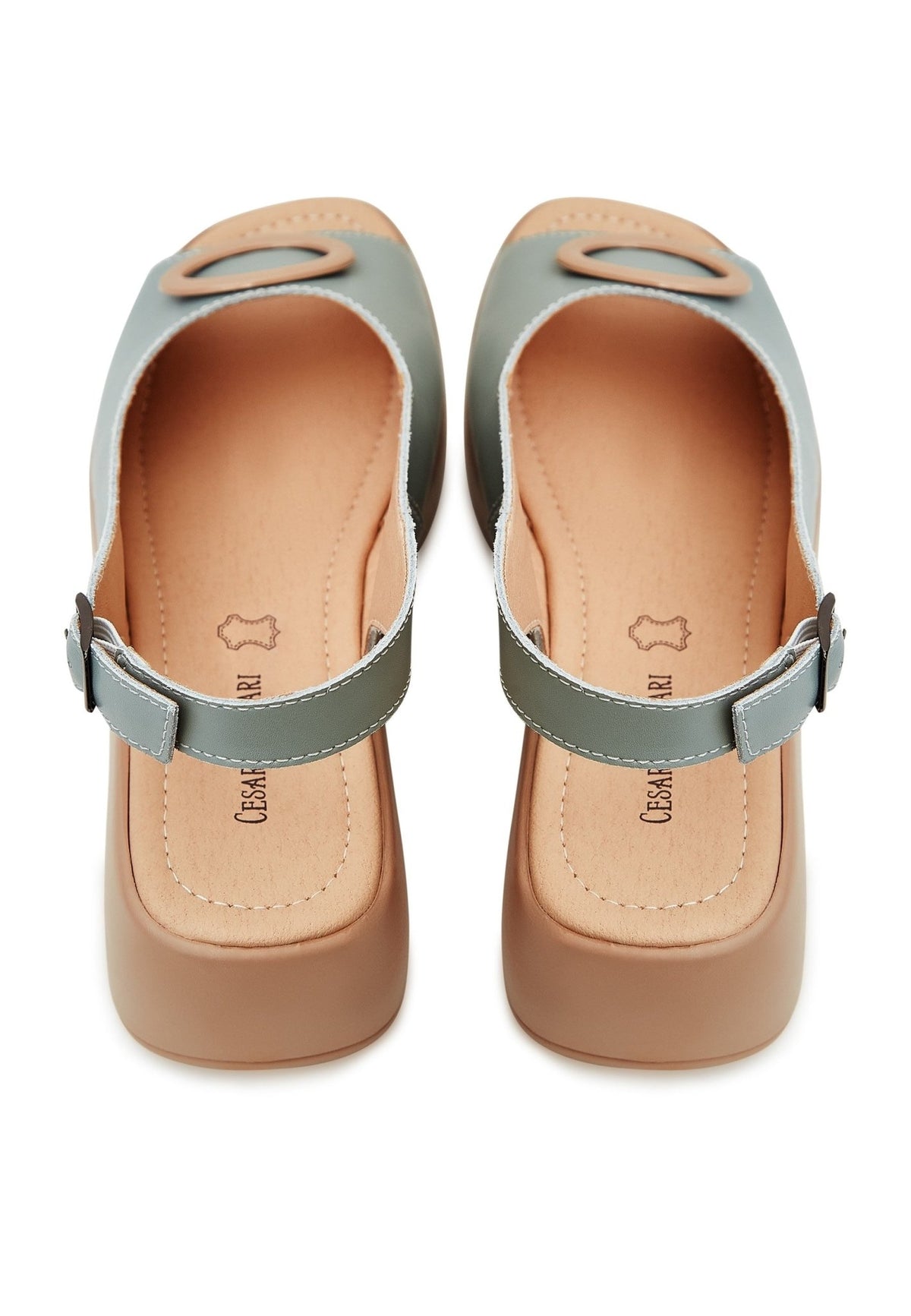 Slip-On Platform Heel Sandals - Blue