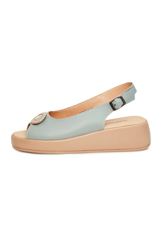 Sandalen mit Plateauabsatz zum Hineinschlüpfen - Blau