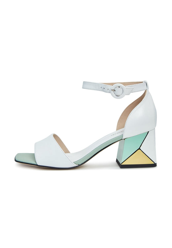 Sandalen mit quadratischem Absatz - Weiß