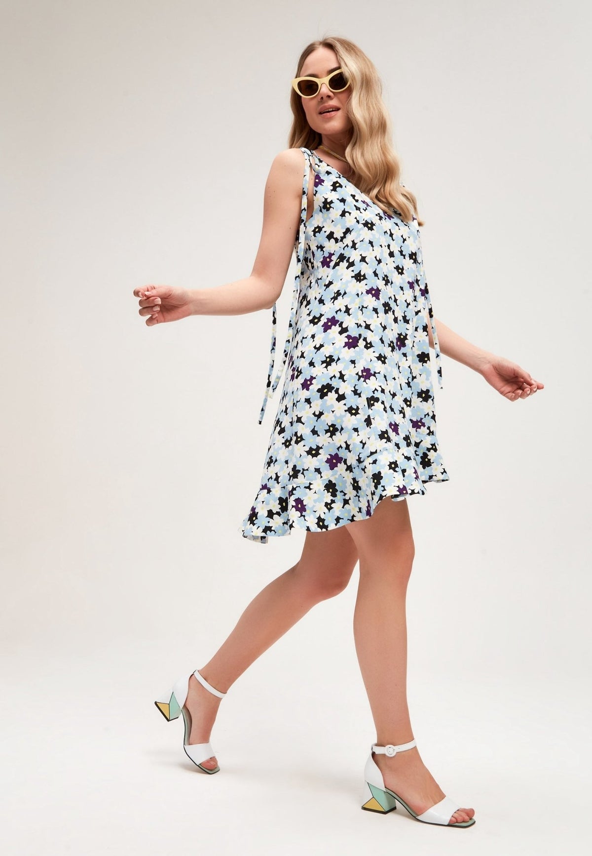 Sandalen mit quadratischem Absatz - Weiß