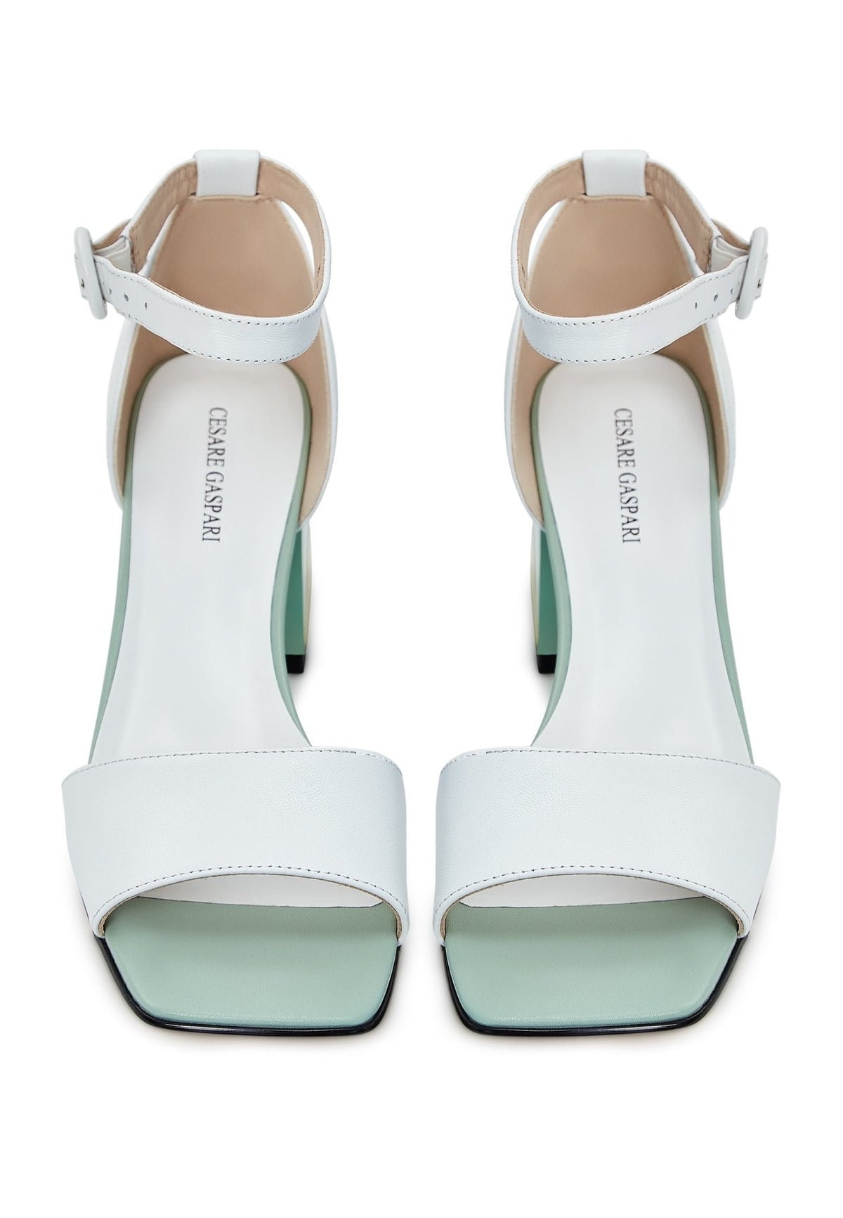 Sandalen mit quadratischem Absatz - Weiß