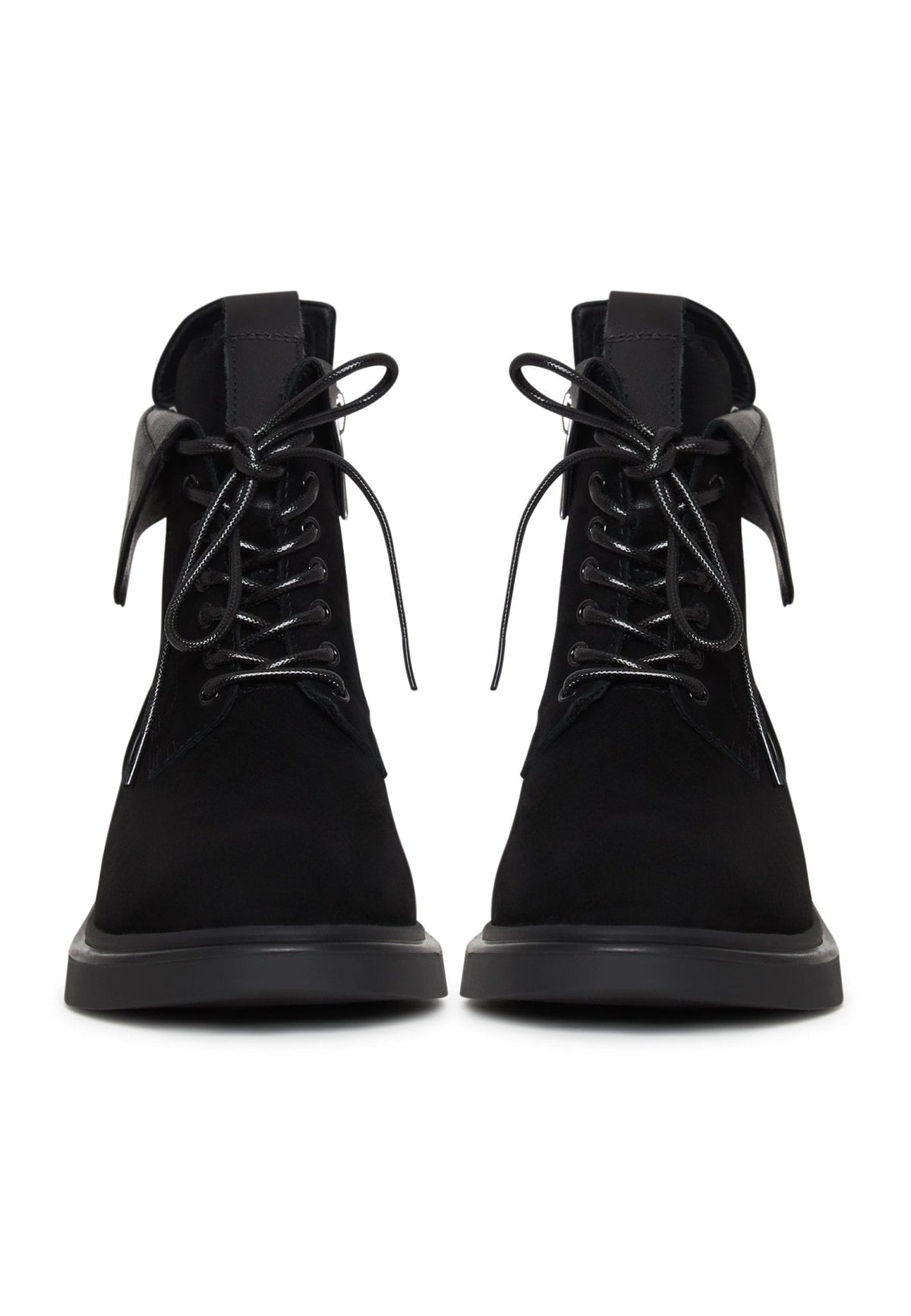 Stylish Block Heel Ankle Boots - Black Suede