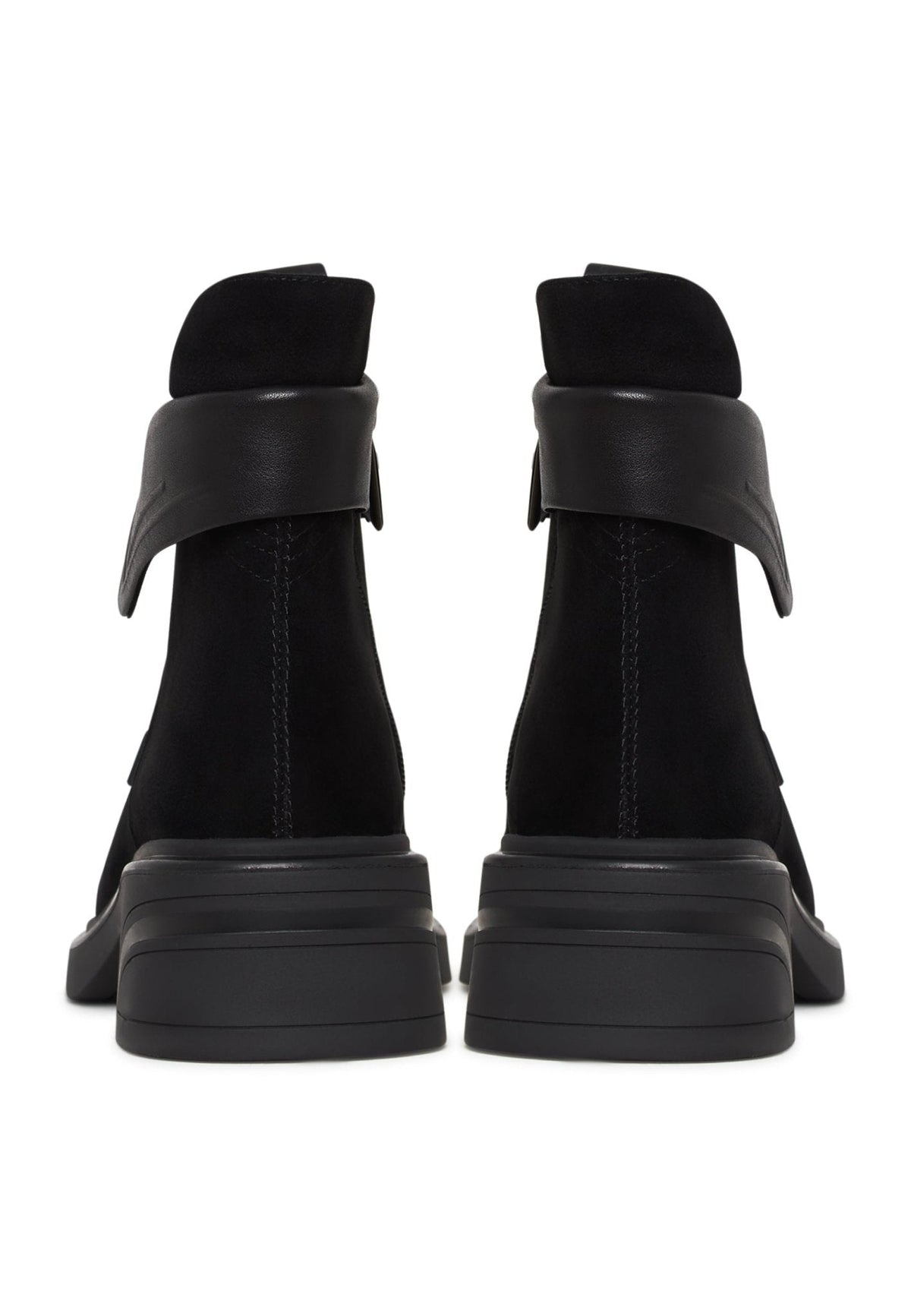 Stylish Block Heel Ankle Boots - Black Suede