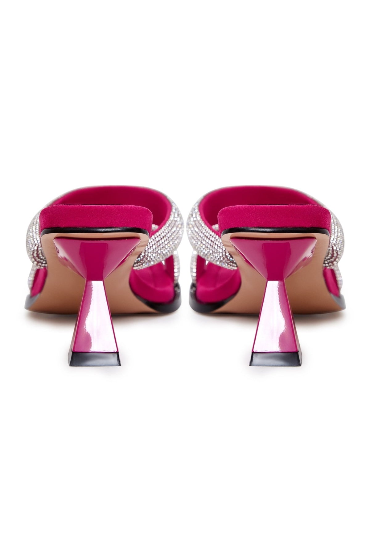 Suede Jewel High Heeled Sandals - Fuchsia