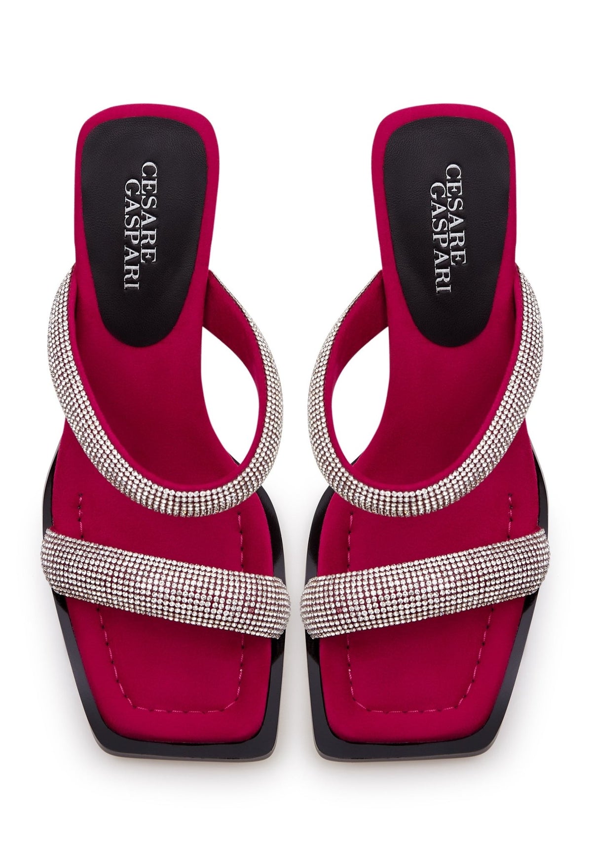 Suede Jewel High Heeled Sandals - Fuchsia