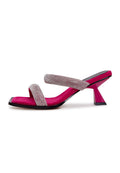 Suede Jewel High Heeled Sandals - Fuchsia