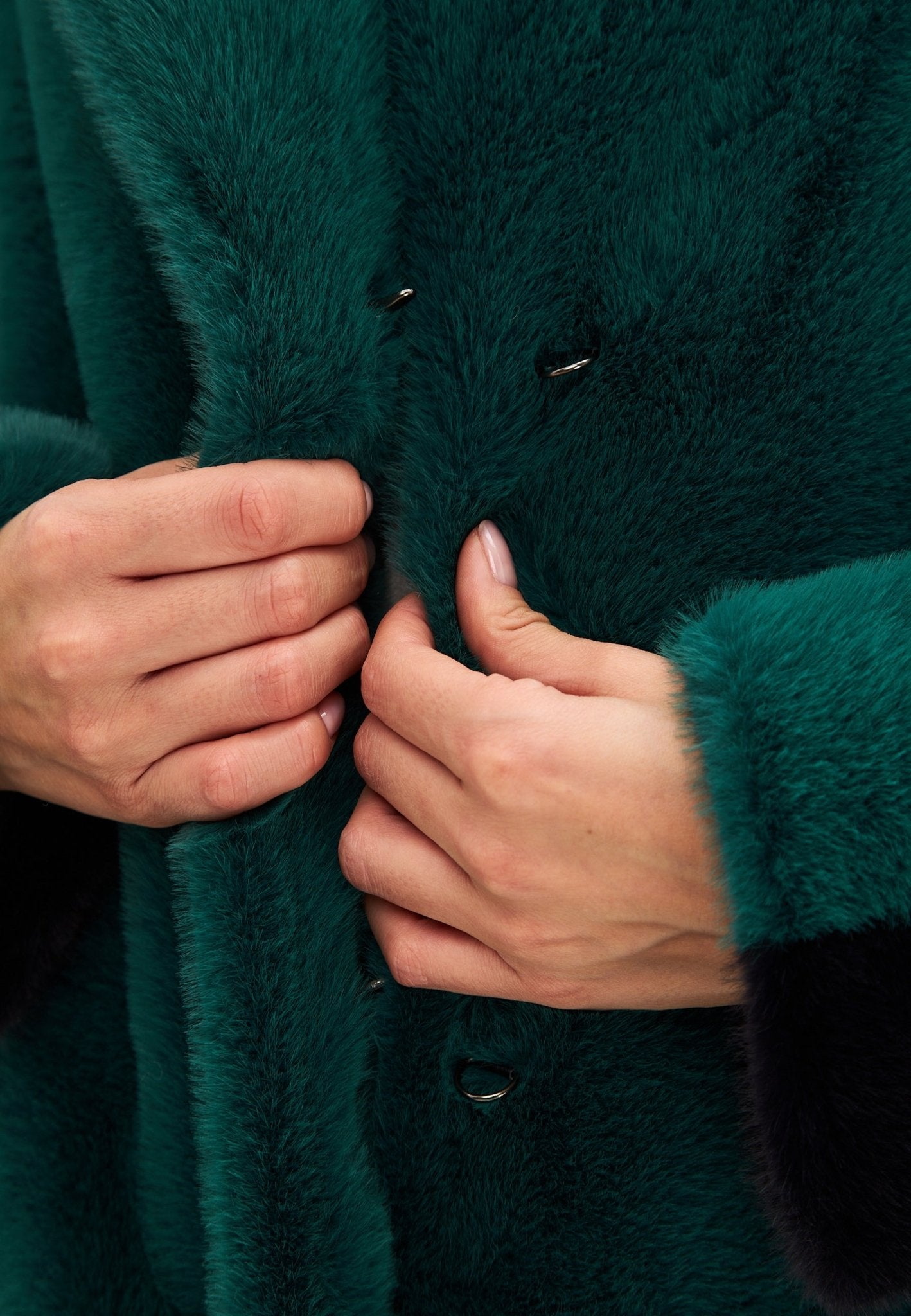 Two tone Faux Fur long winter coat - Cesare Gaspari - Clothes