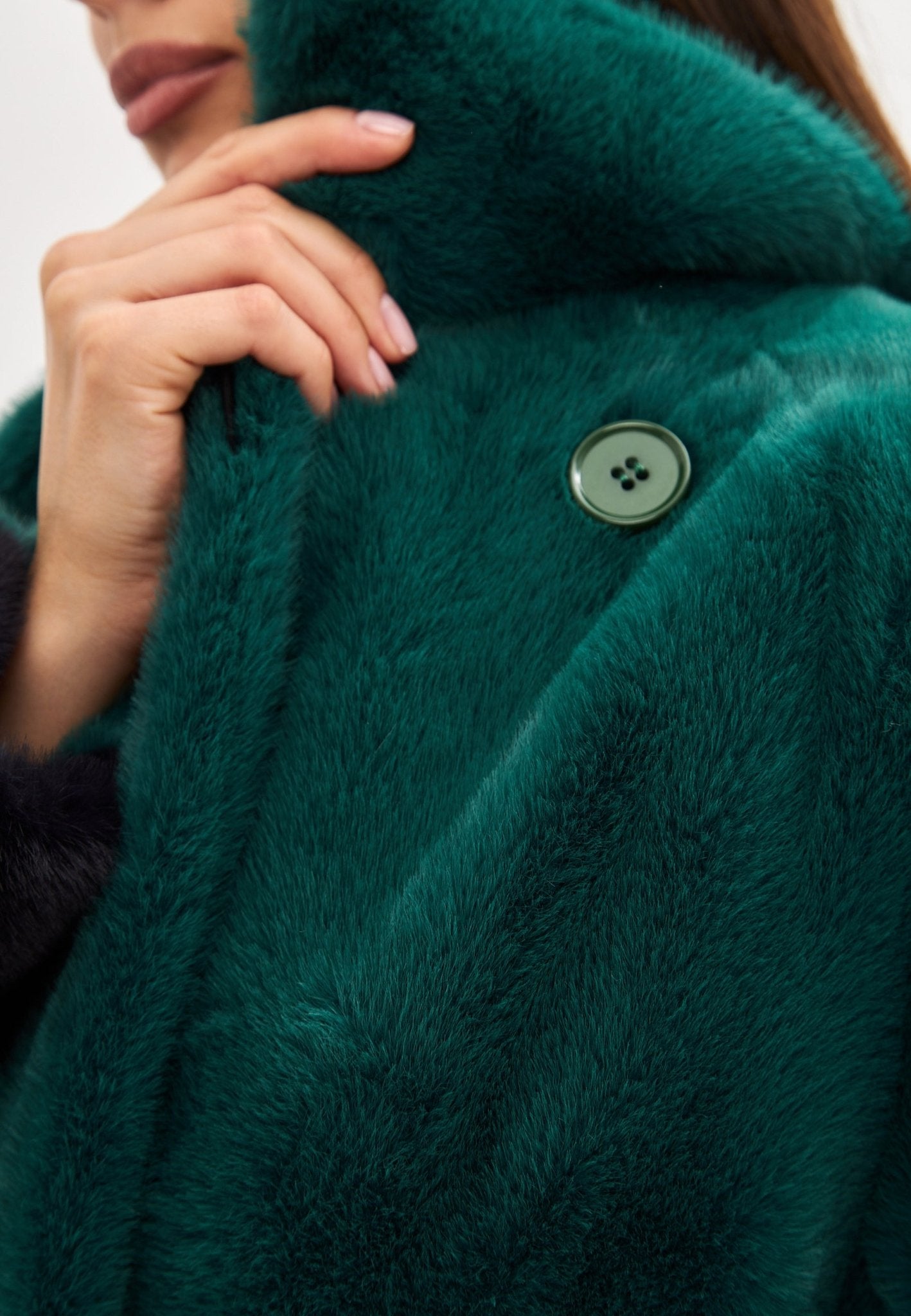 Two tone Faux Fur long winter coat - Cesare Gaspari - Clothes