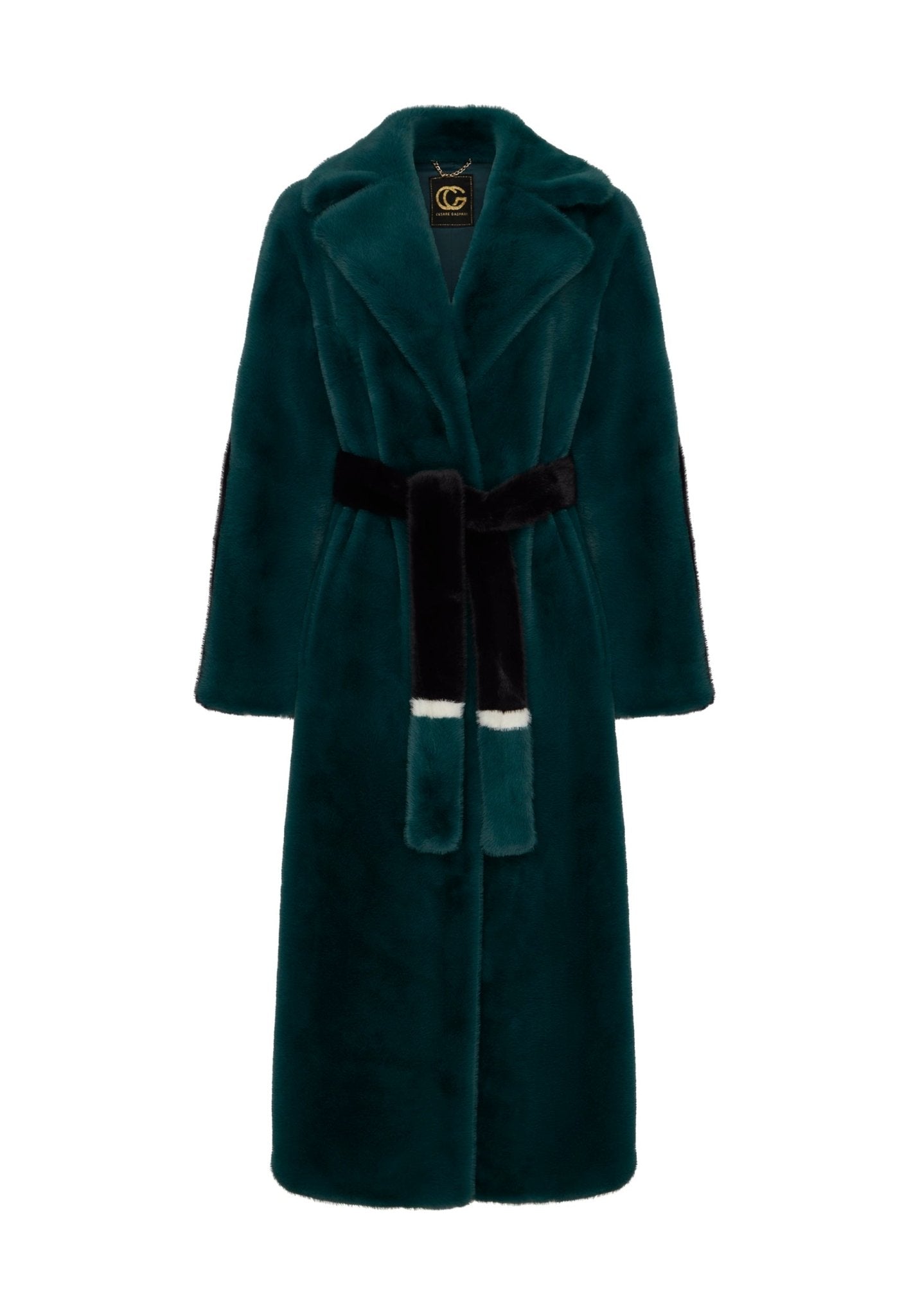 Two tone Faux Fur long winter coat - Cesare Gaspari - Clothes