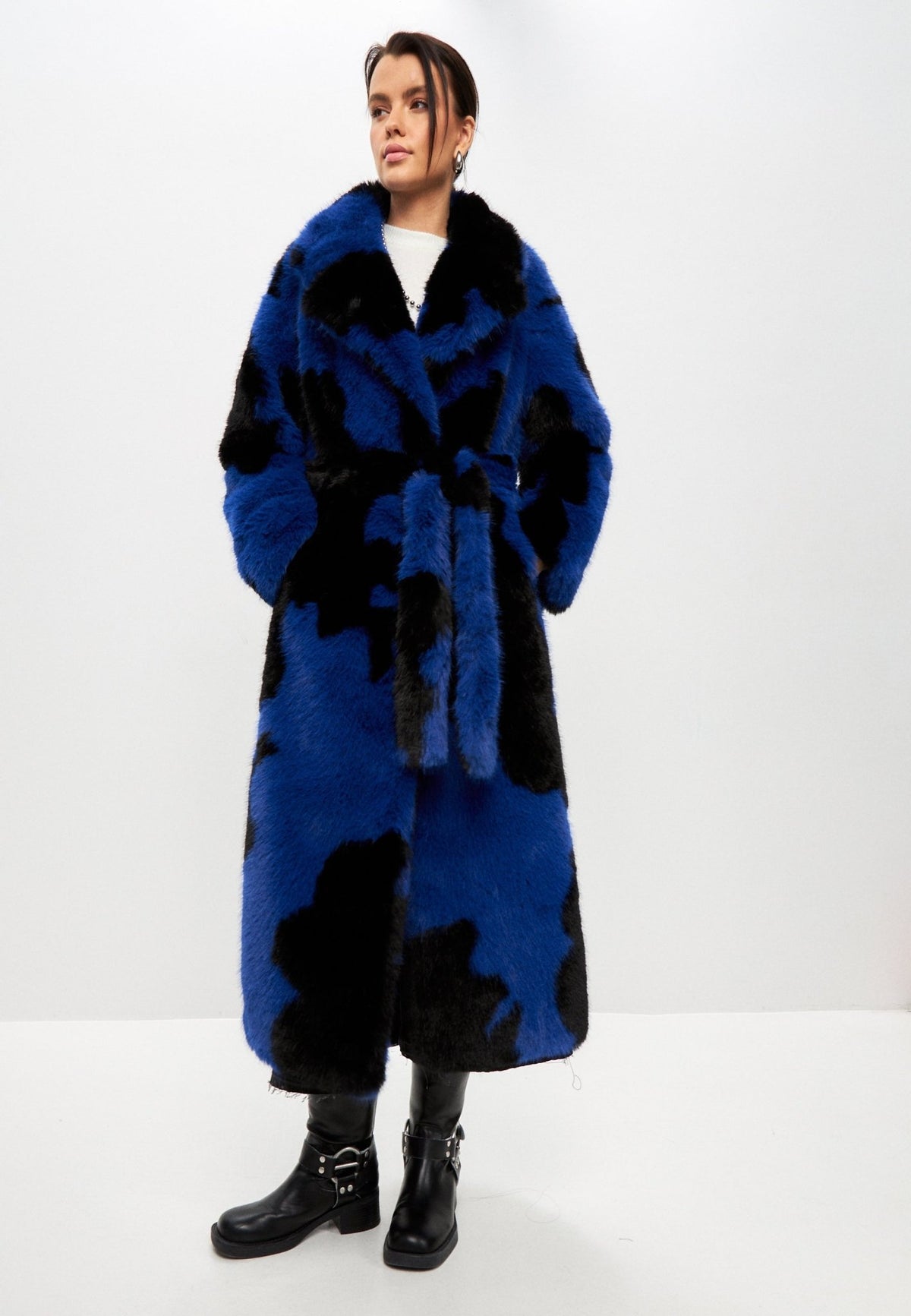 Winter Faux Fur Coat Juana- Blue