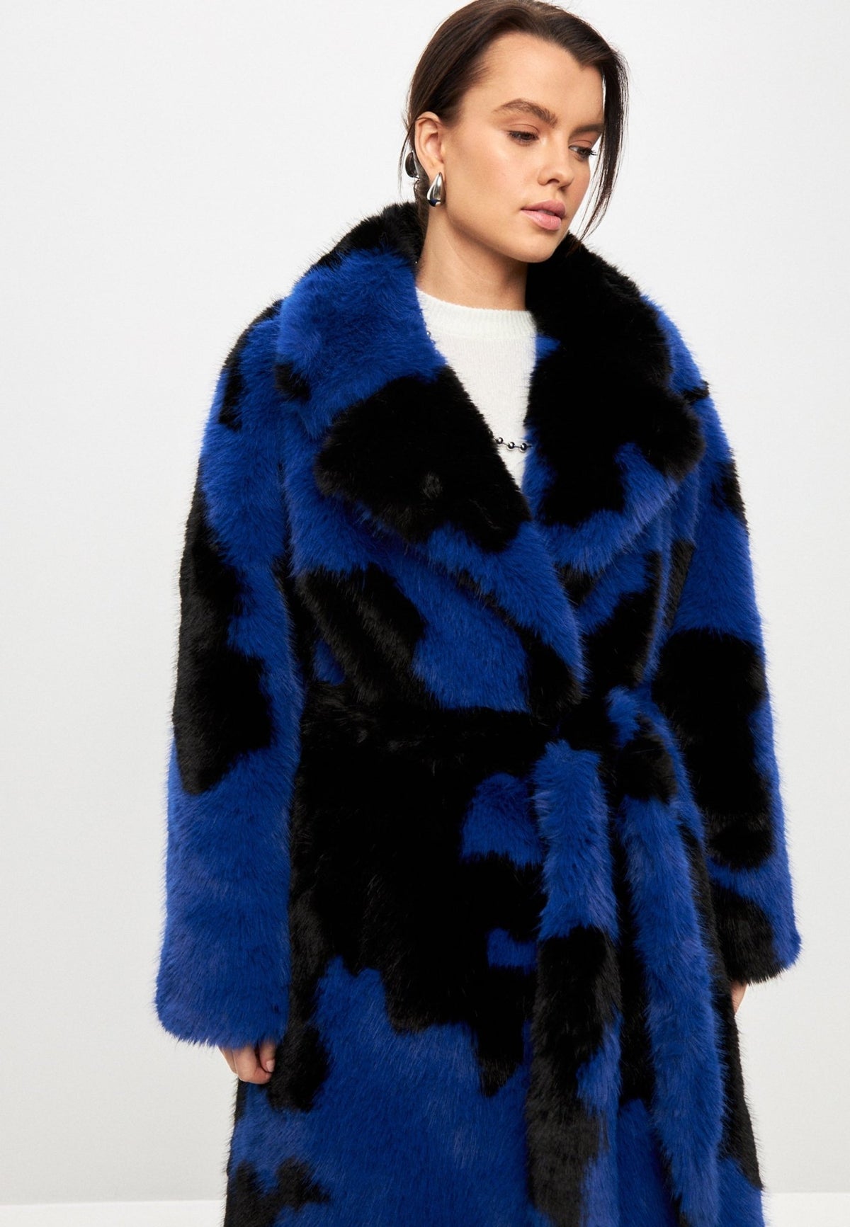 Winter Faux Fur Coat Juana- Blue