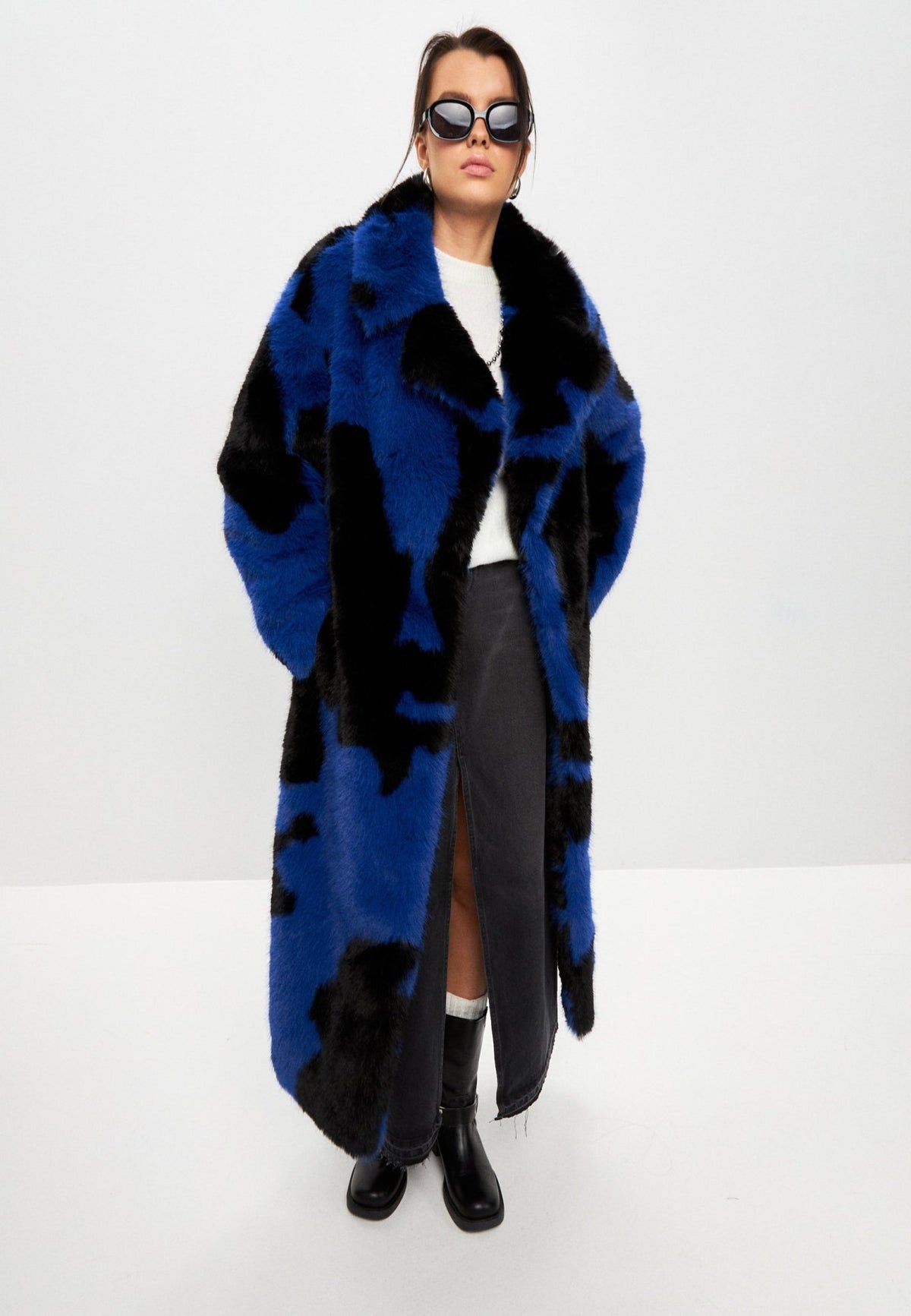 Winter Faux Fur Coat Juana- Blue