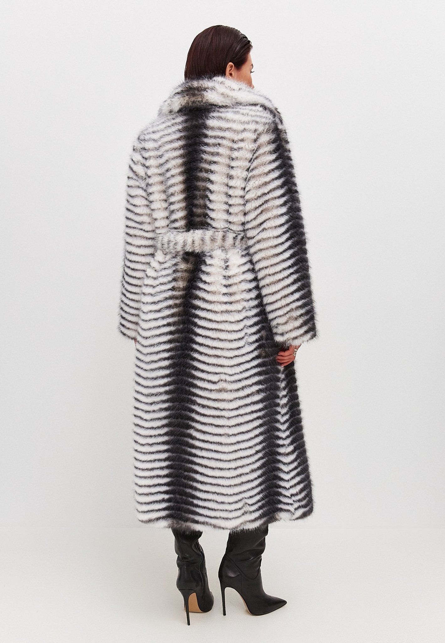 Winter Faux Fur Belted Long Coat - Cesare Gaspari - Clothes